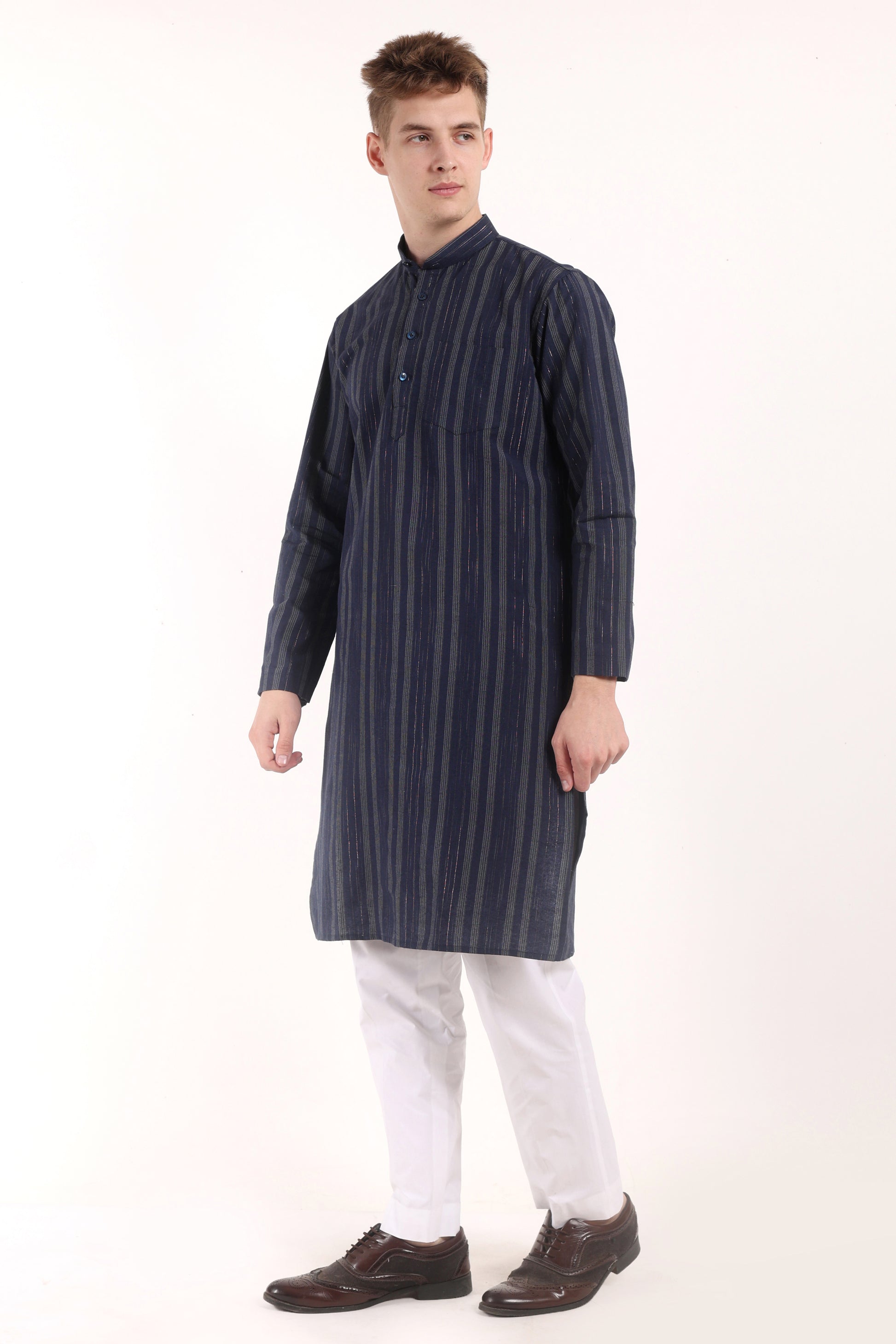 Blue Cotton Kurta Pyjama