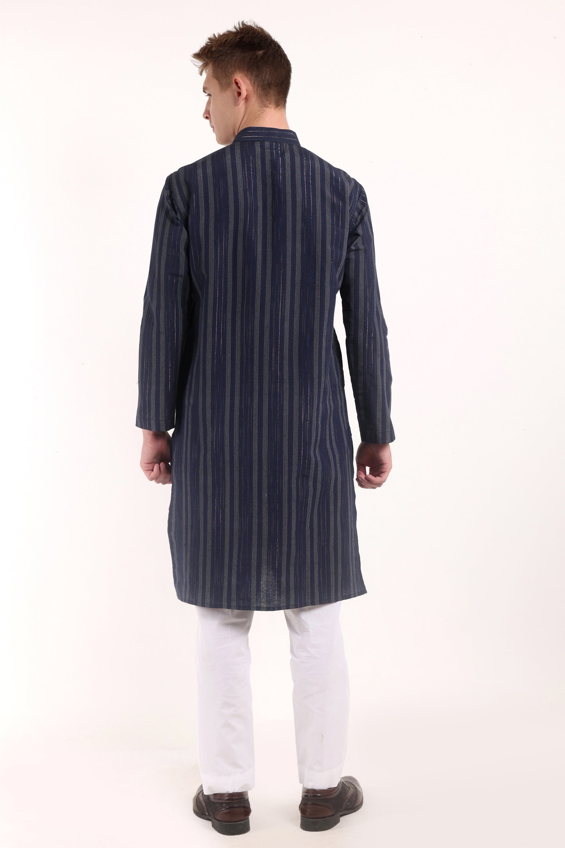 Blue Cotton Kurta Pyjama