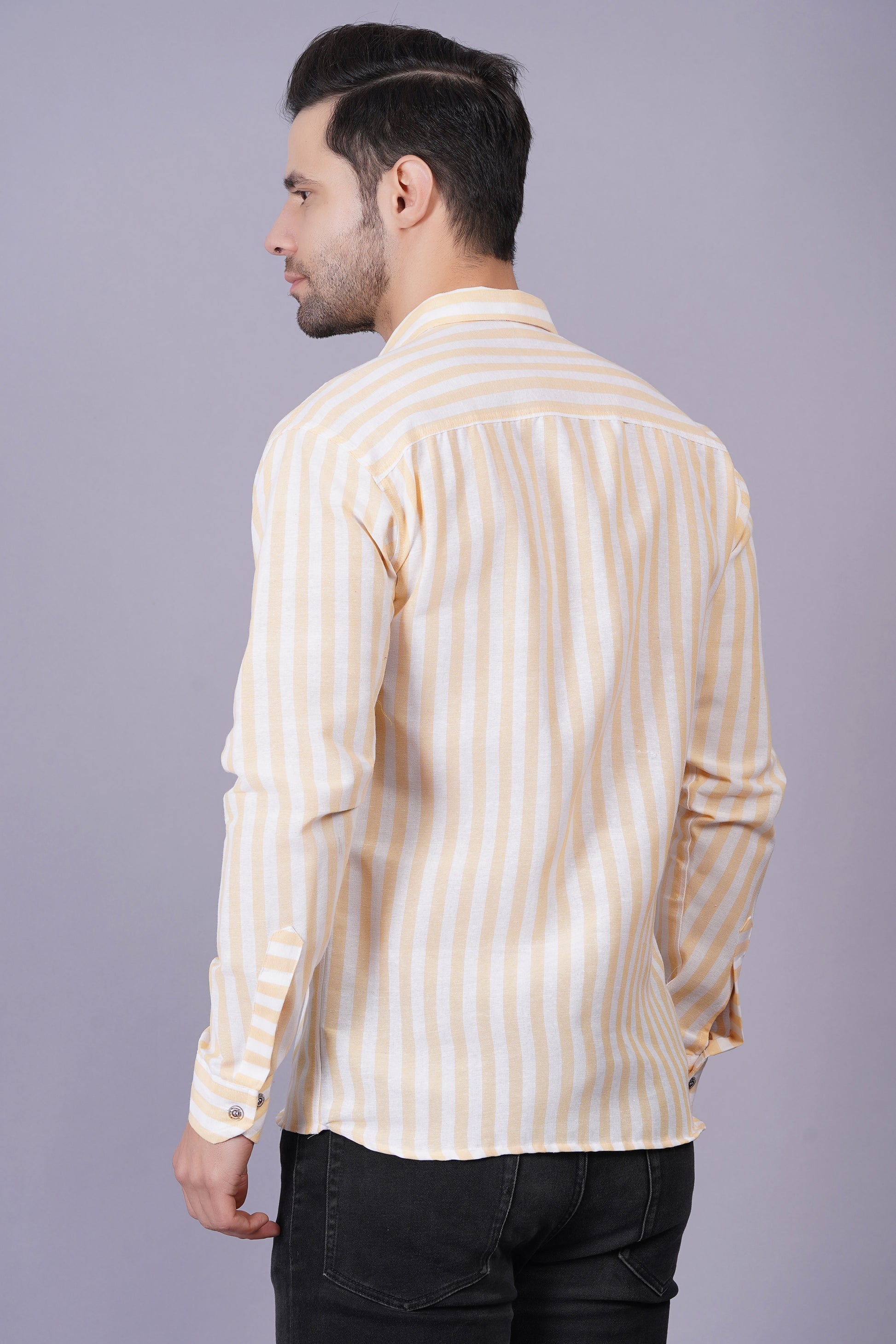 Casual Striped Khadi Cotton Shirt for Mens