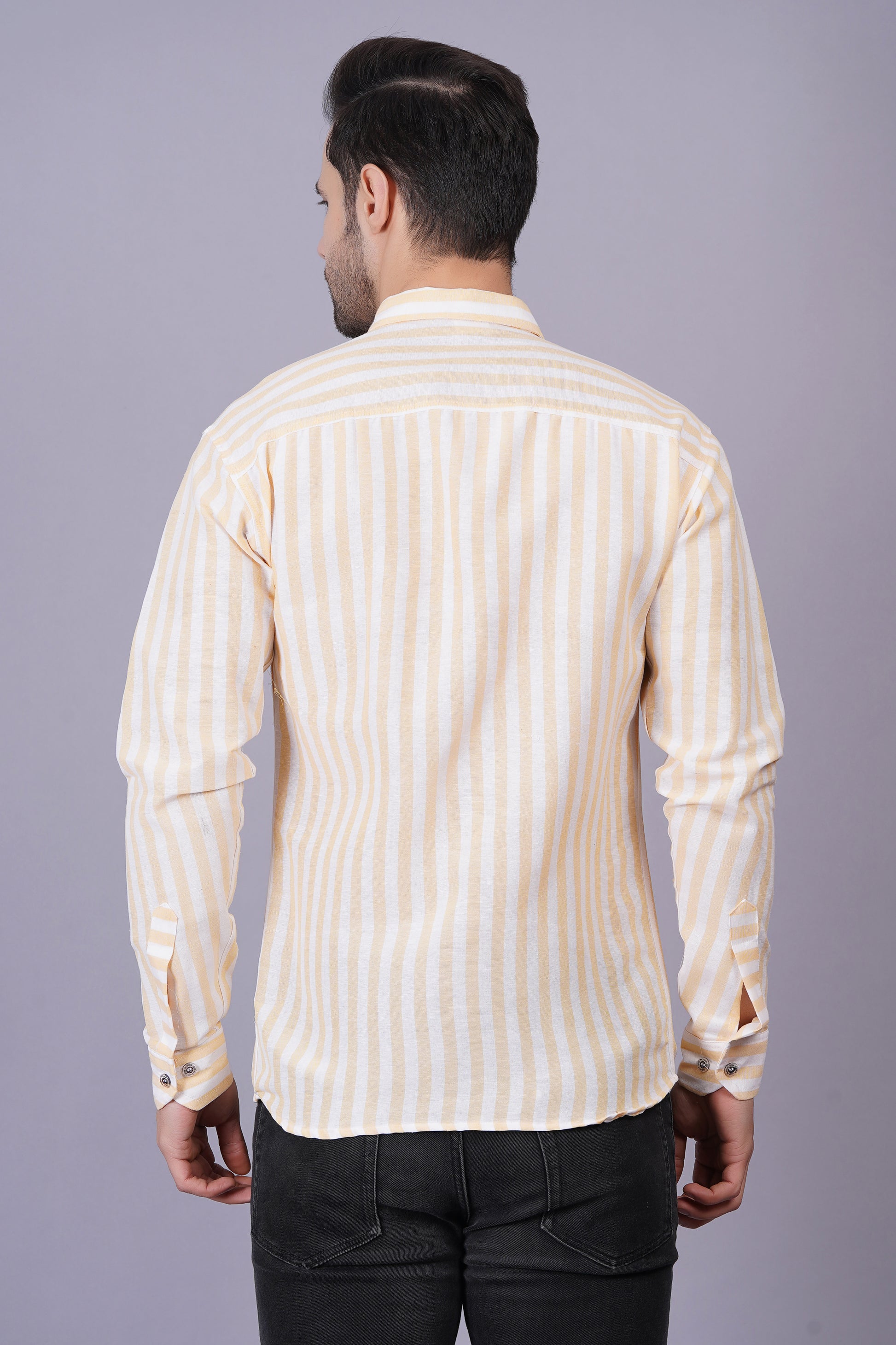 Casual Striped Khadi Cotton Shirt for Mens