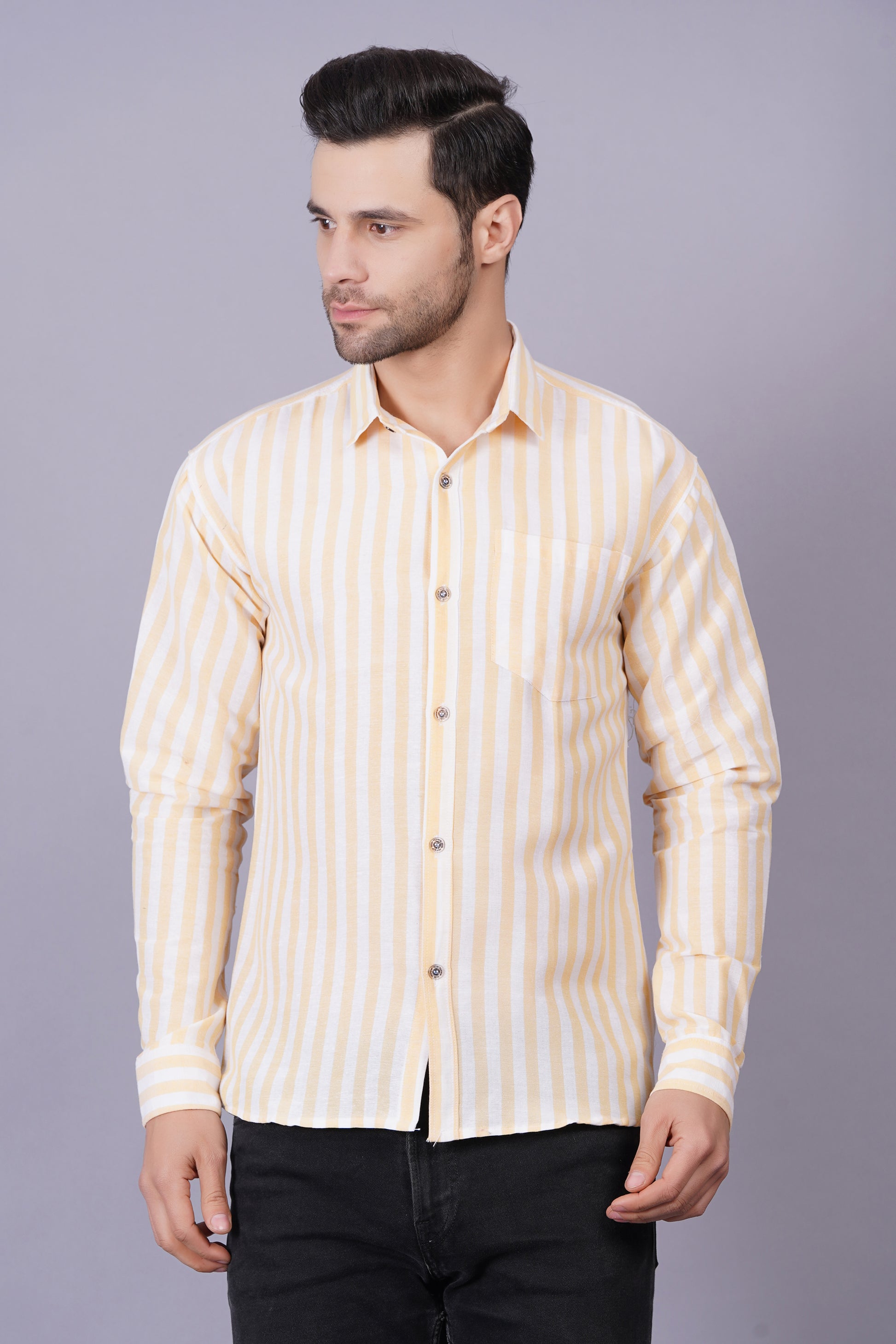 Casual Striped Khadi Cotton Shirt for Mens