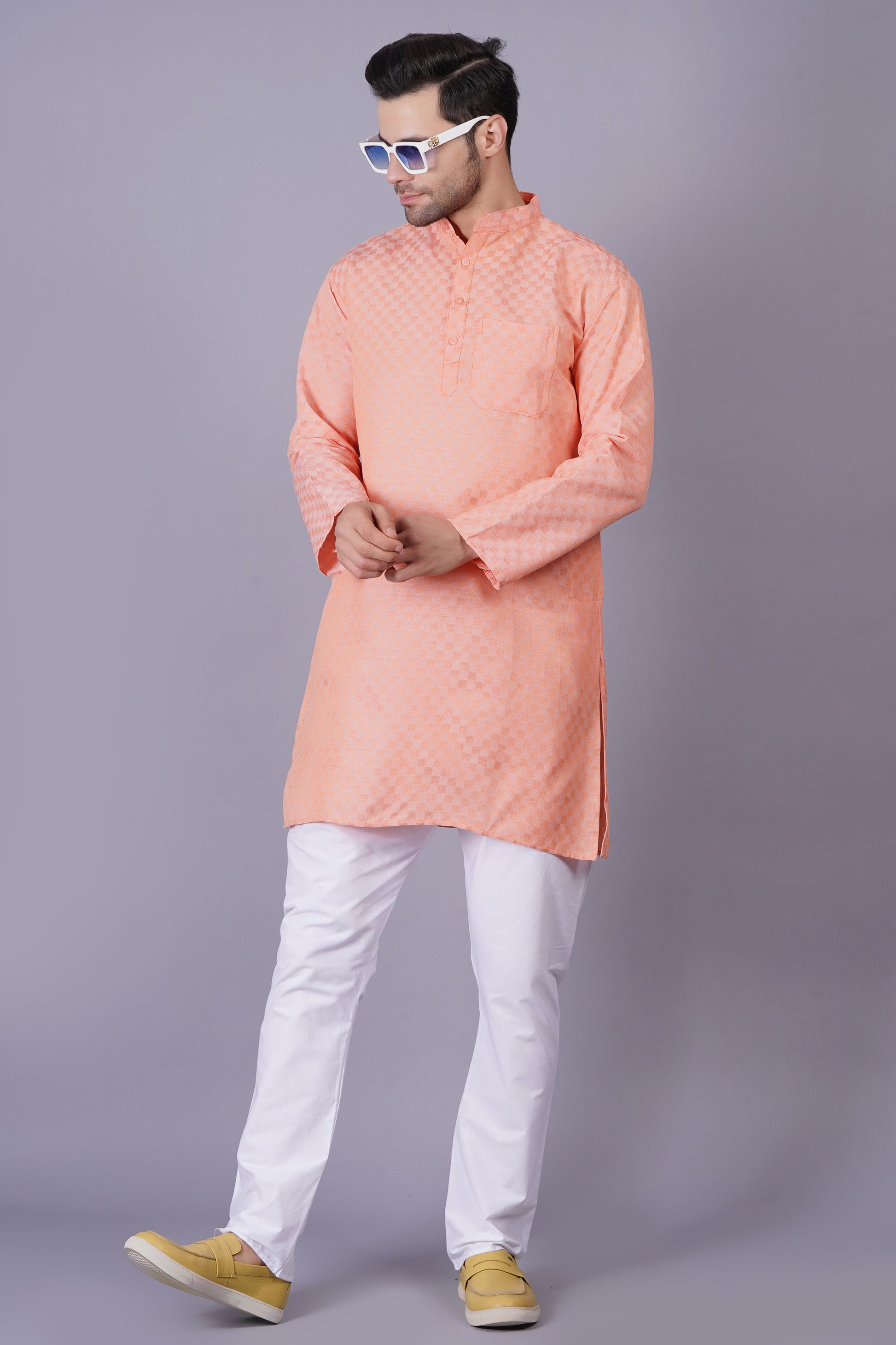 Cotton Kurta Pyjama Self Design for Men