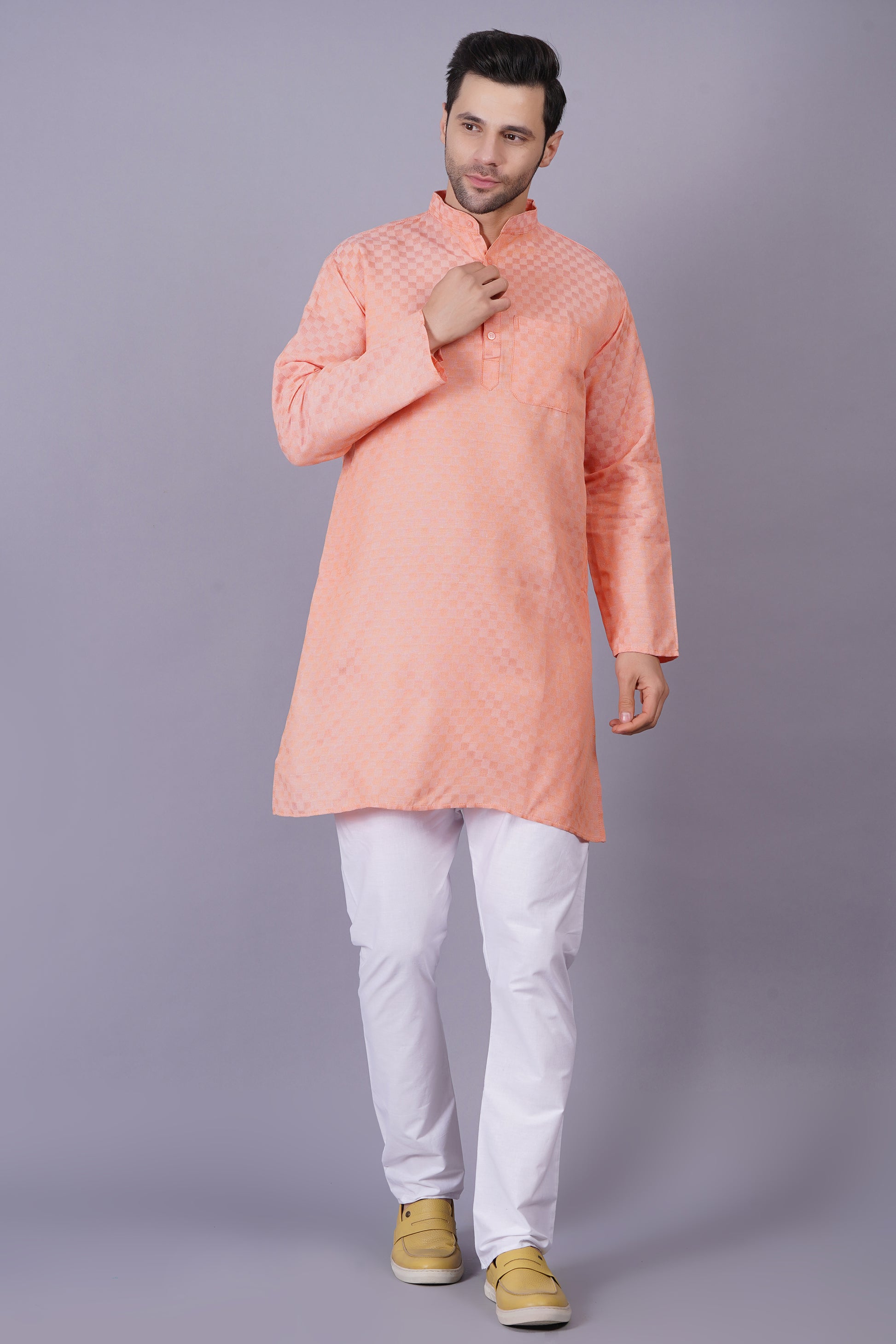 Cotton Kurta Pyjama Self Design for Men