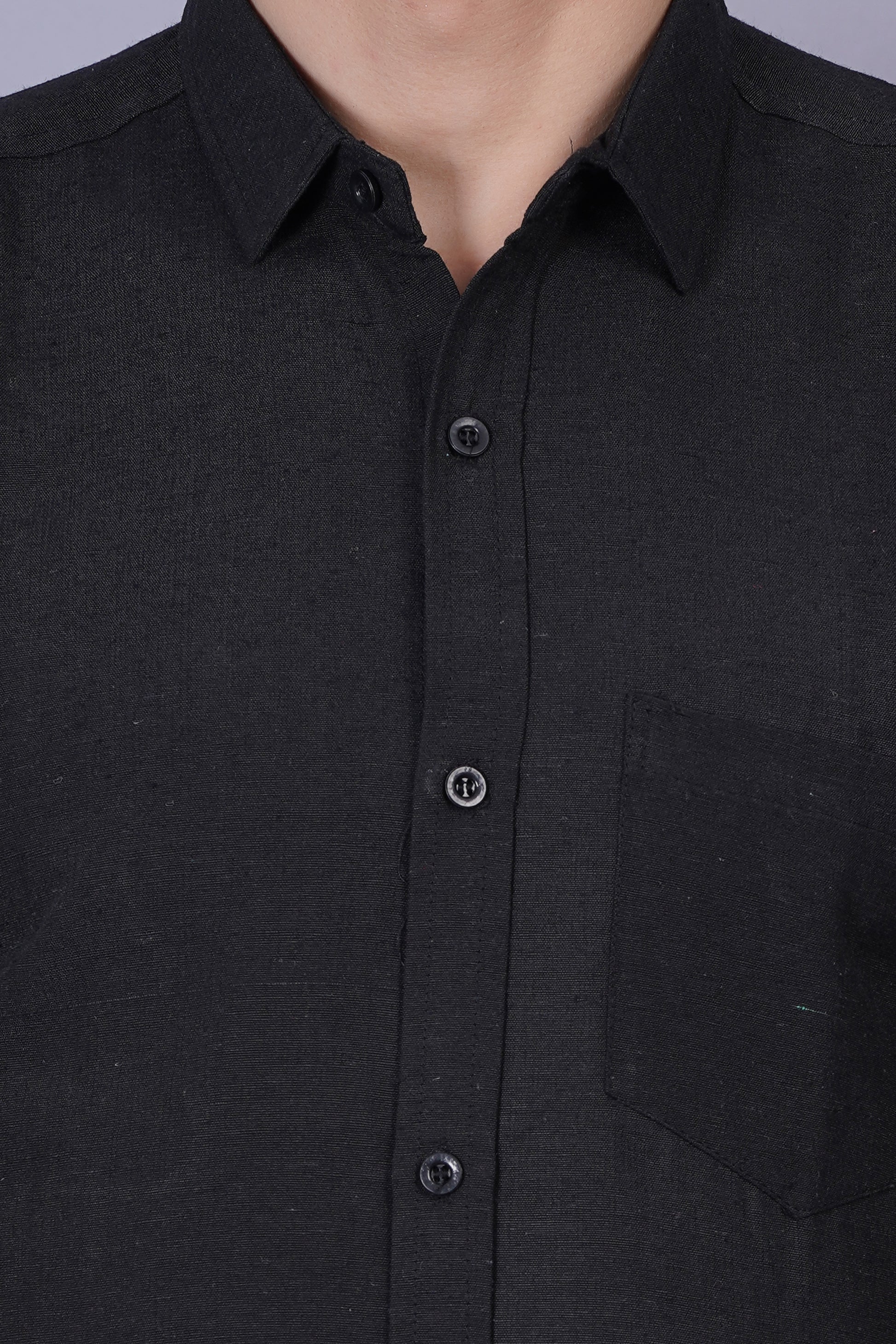 Black Solid Casual Slim Fit Shirt