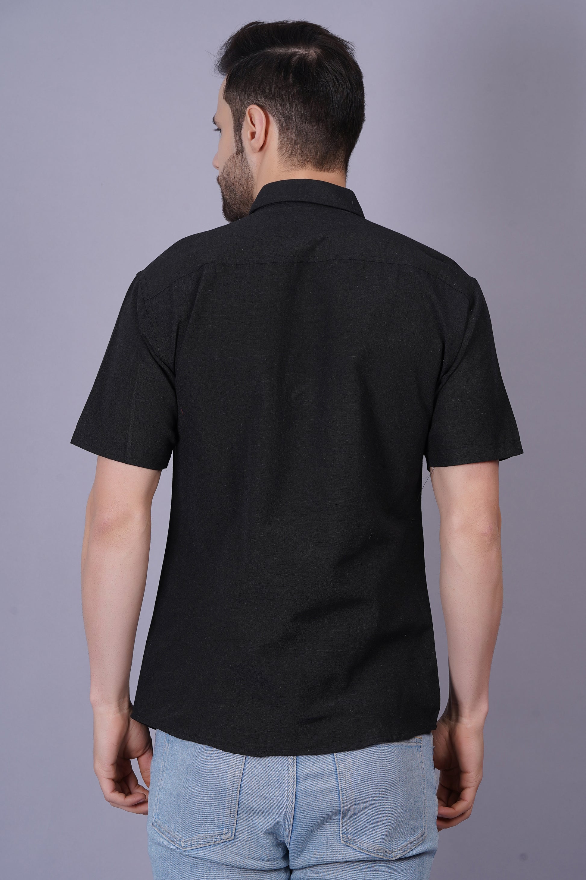 Black Solid Casual Slim Fit Shirt