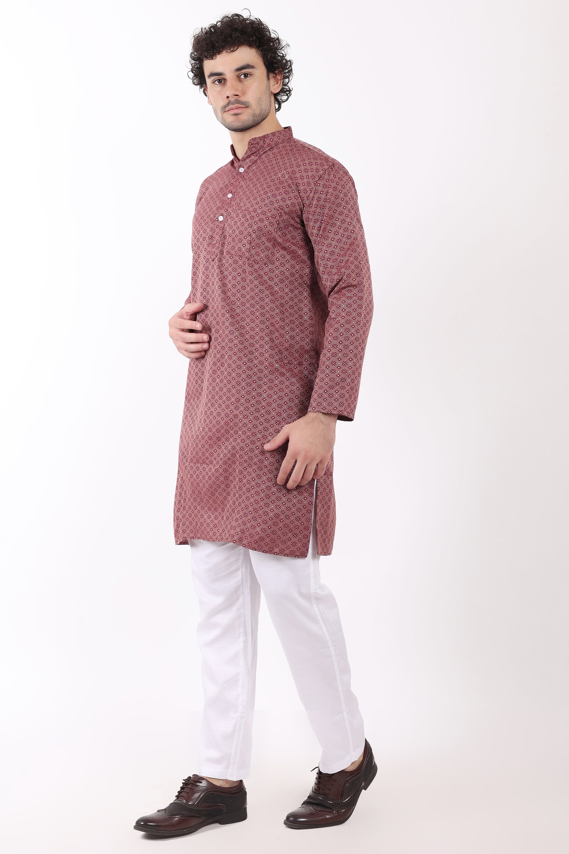 Cotton Jacquard Woven Design Kurta Pyjama