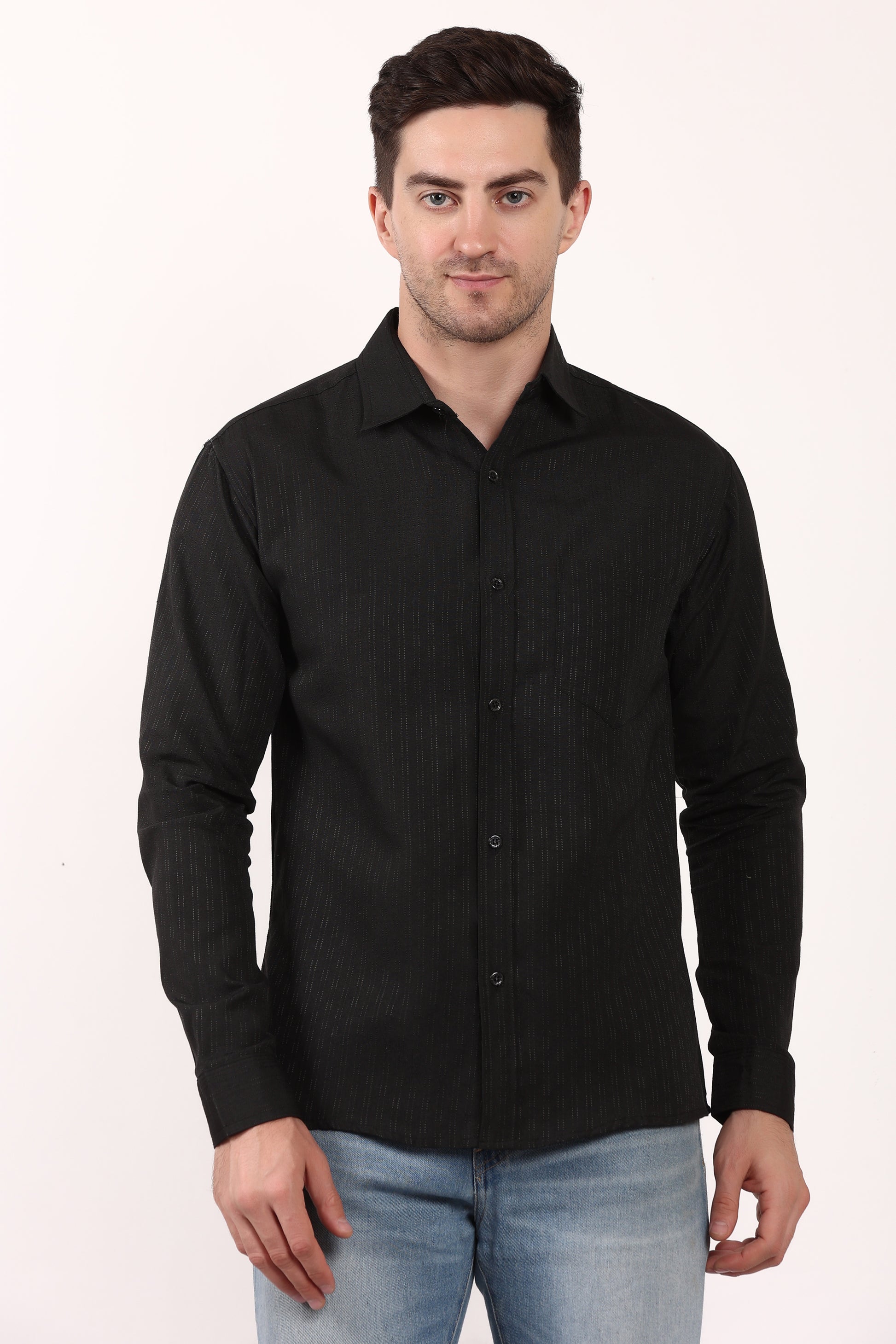 Black Self Design Casual Shirt