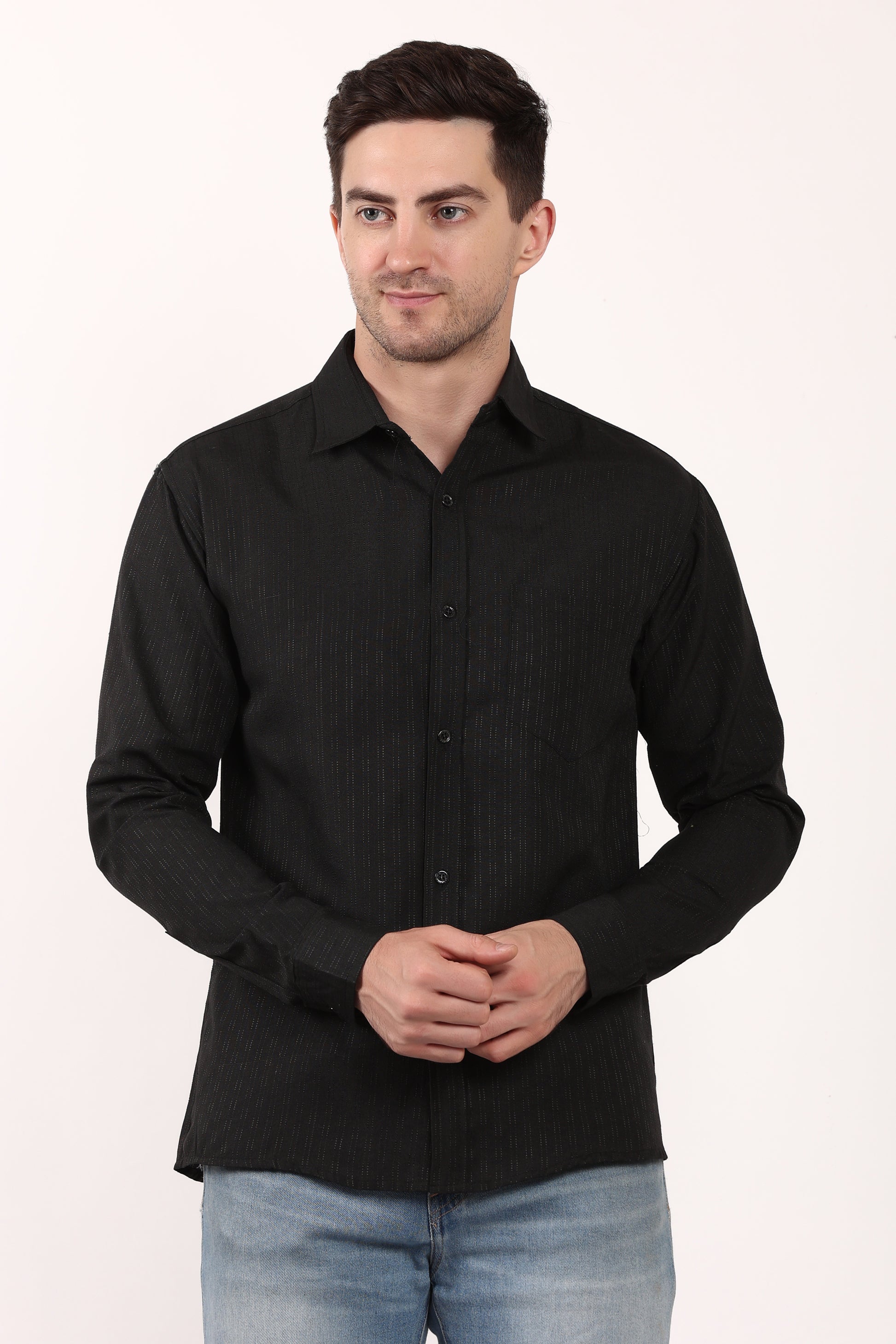 Black Self Design Casual Shirt