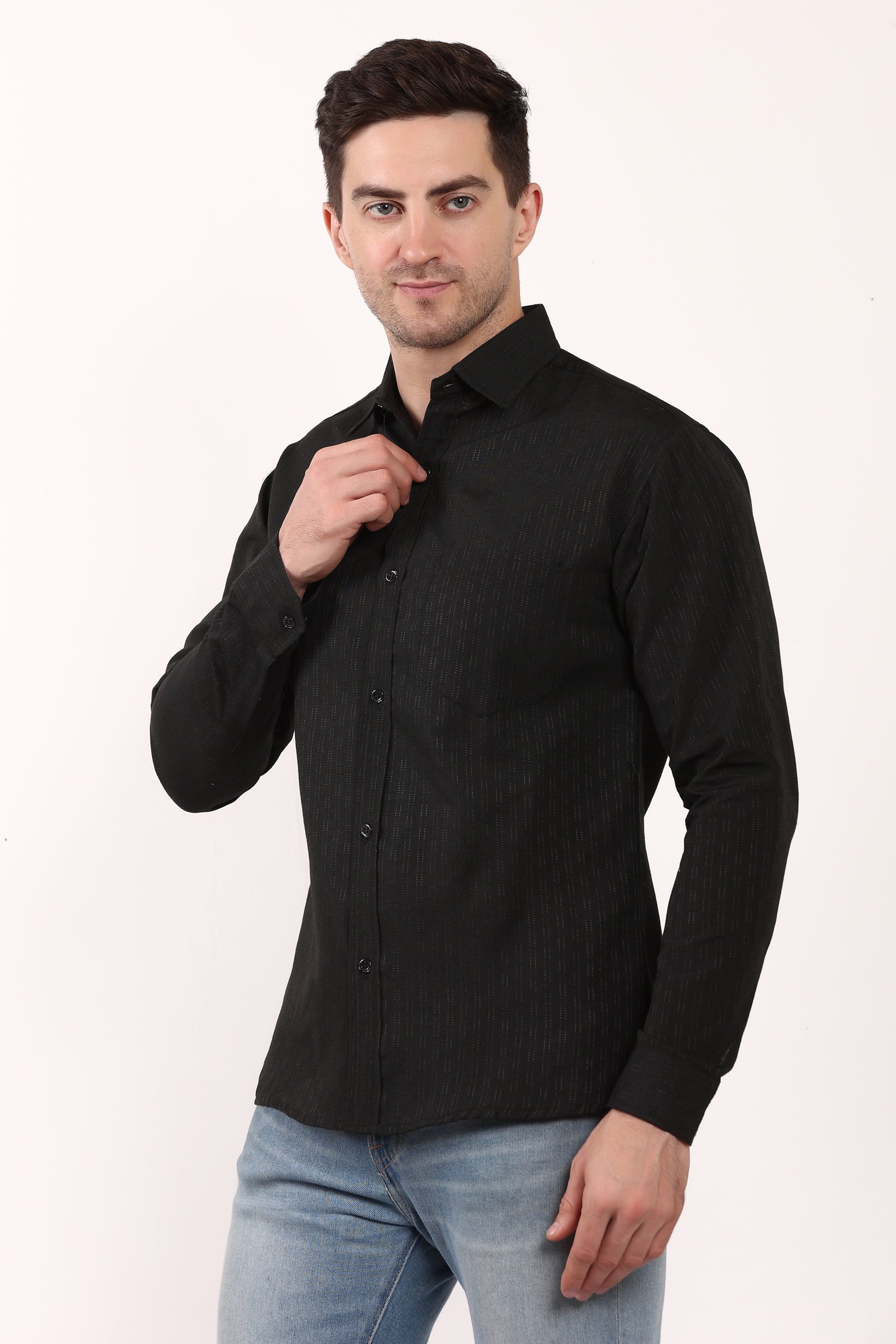 Black Self Design Casual Shirt