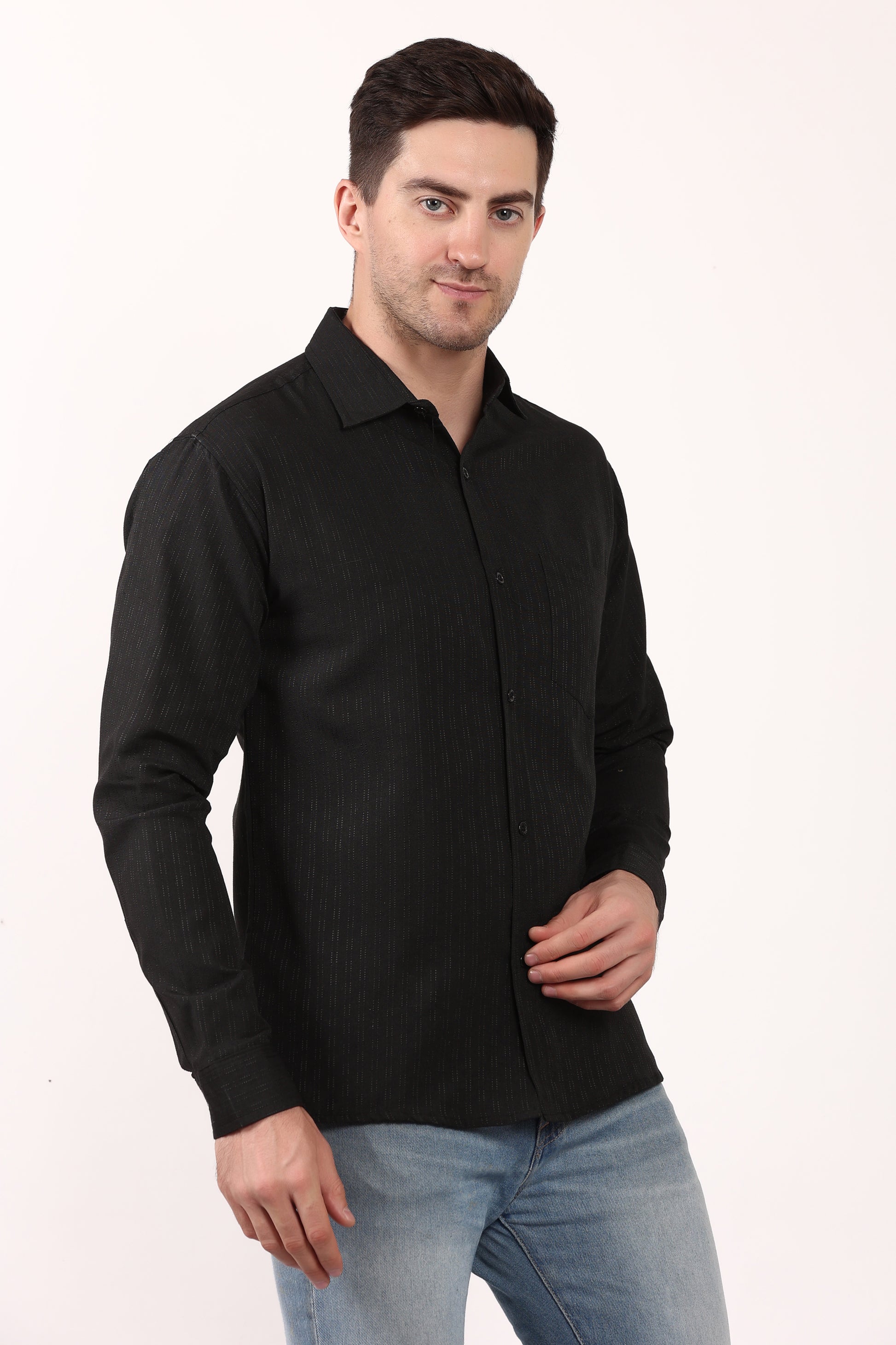 Black Self Design Casual Shirt