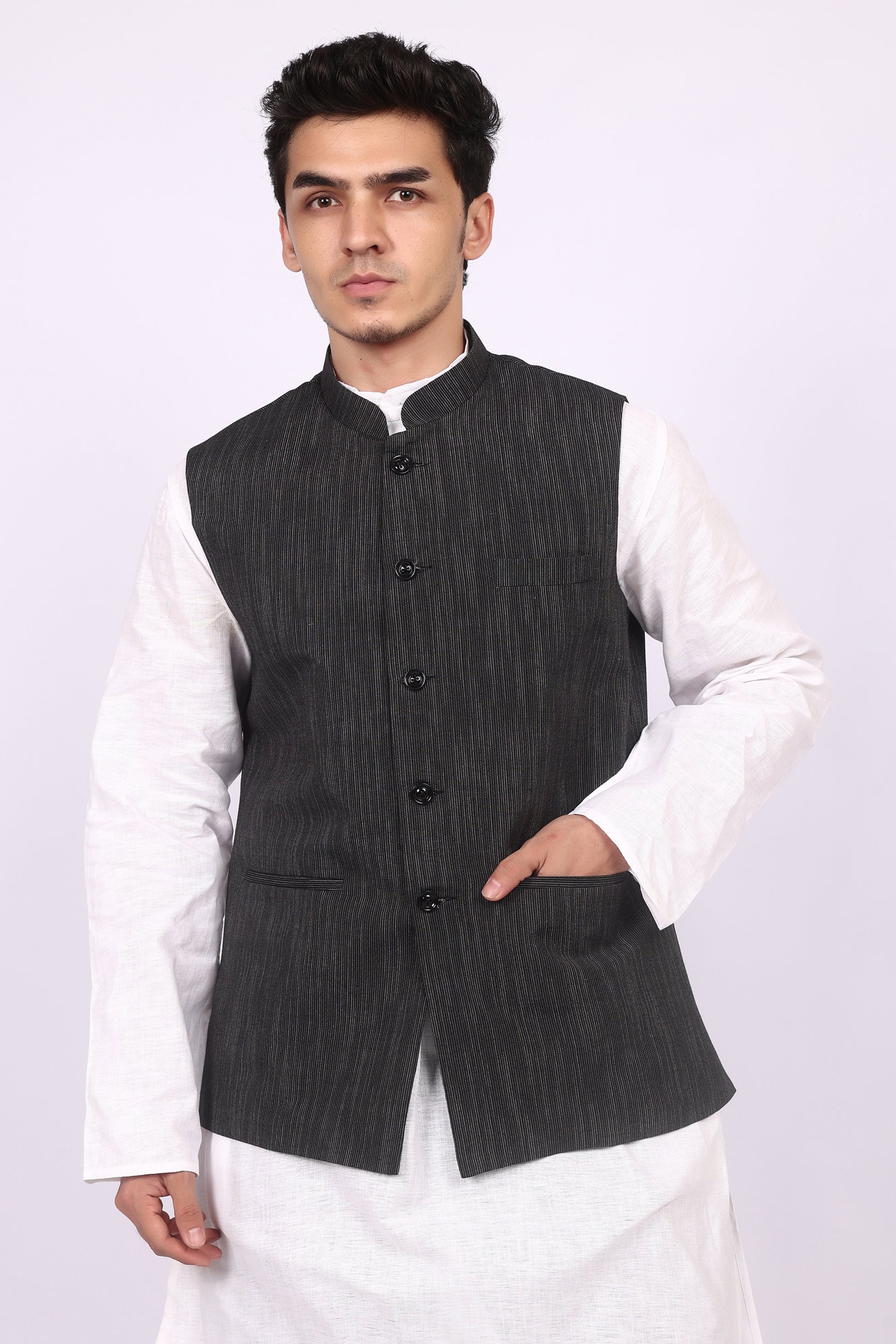 Black Cotton Waistcoat/Jacket
