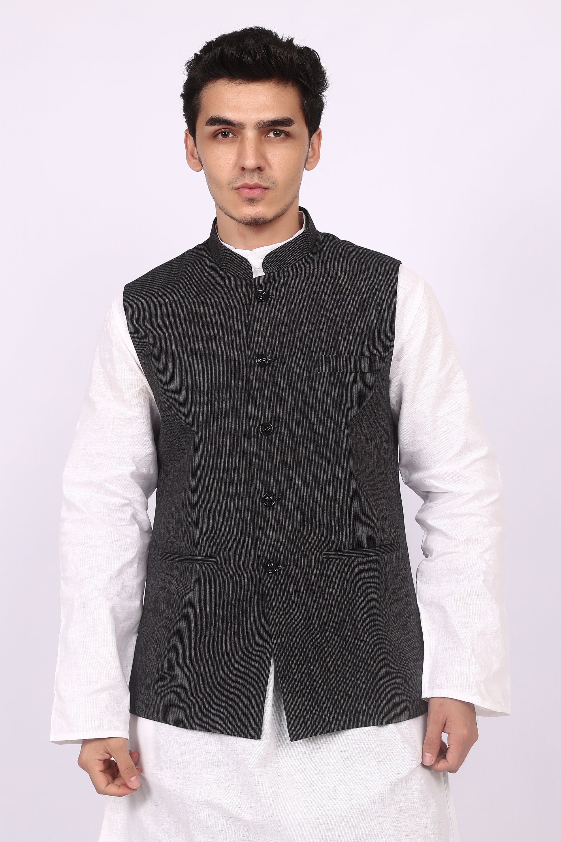 Black Cotton Waistcoat/Jacket