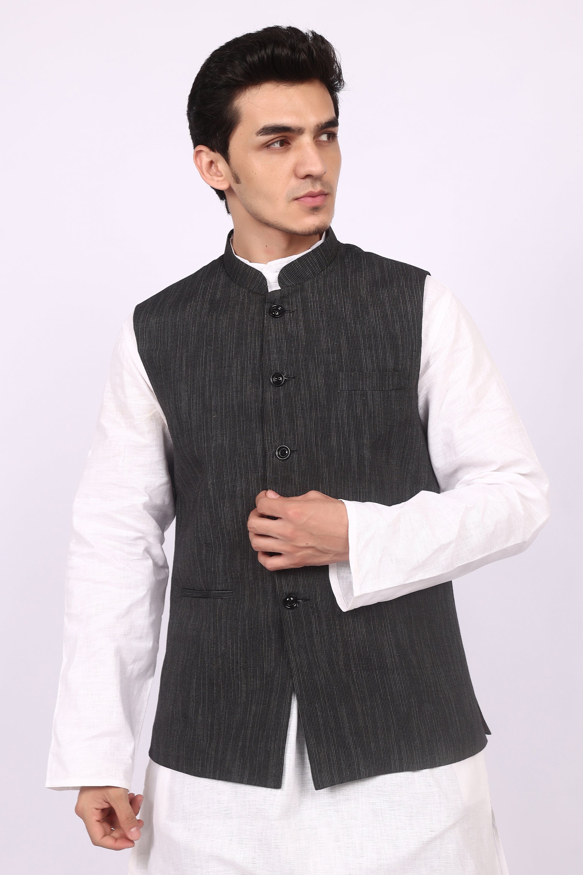 Black Cotton Waistcoat/Jacket