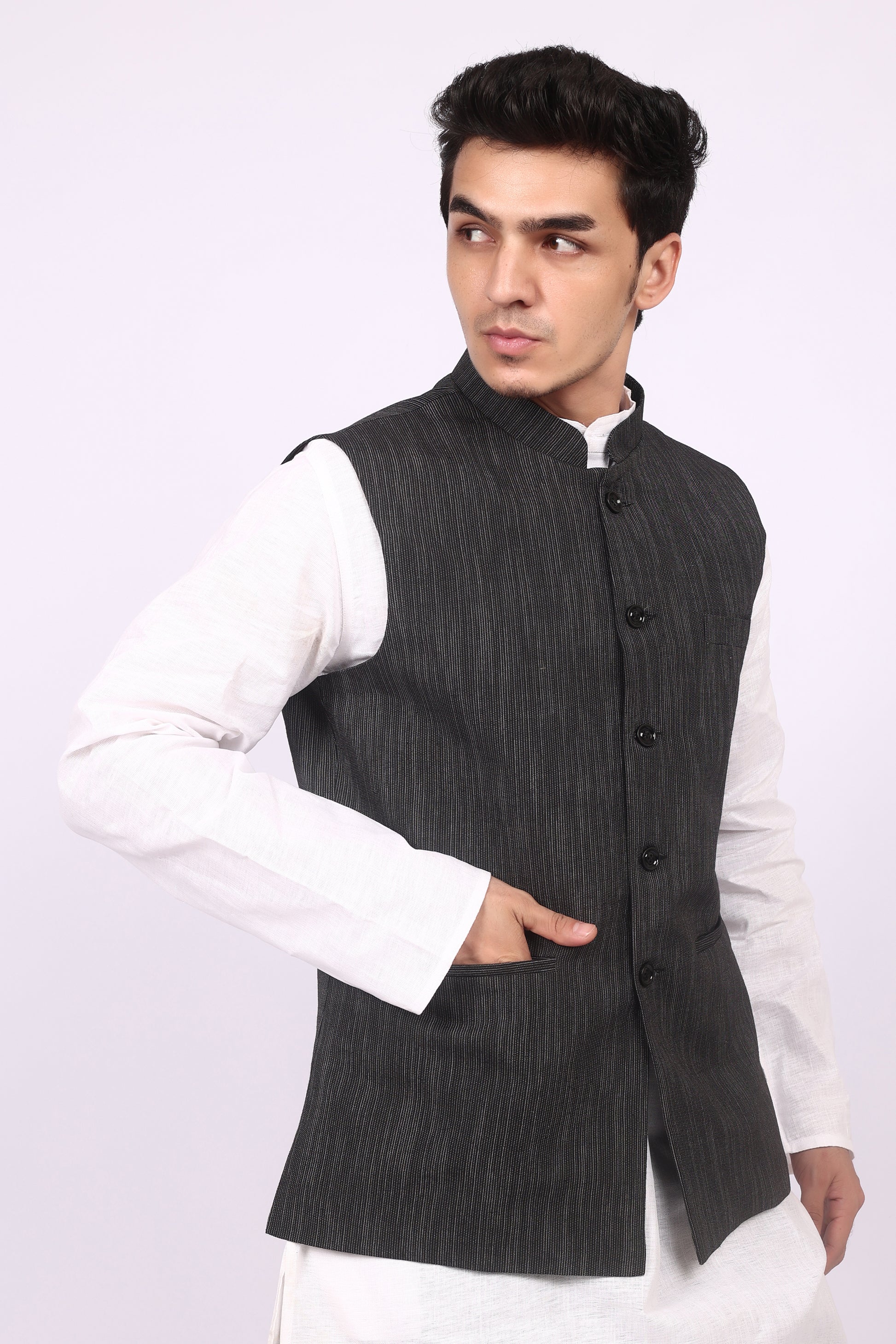 Black Cotton Waistcoat/Jacket