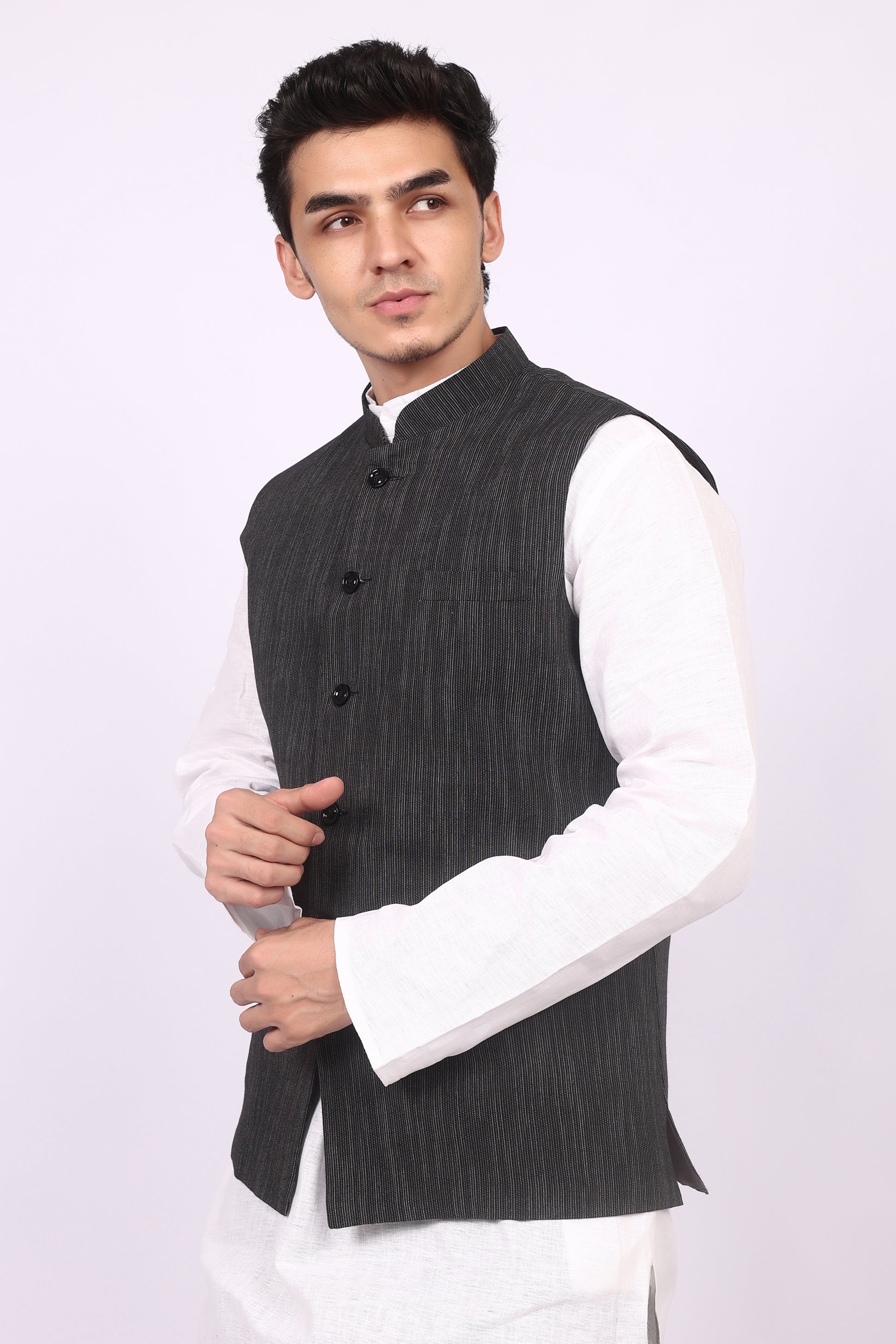 Black Cotton Waistcoat/Jacket