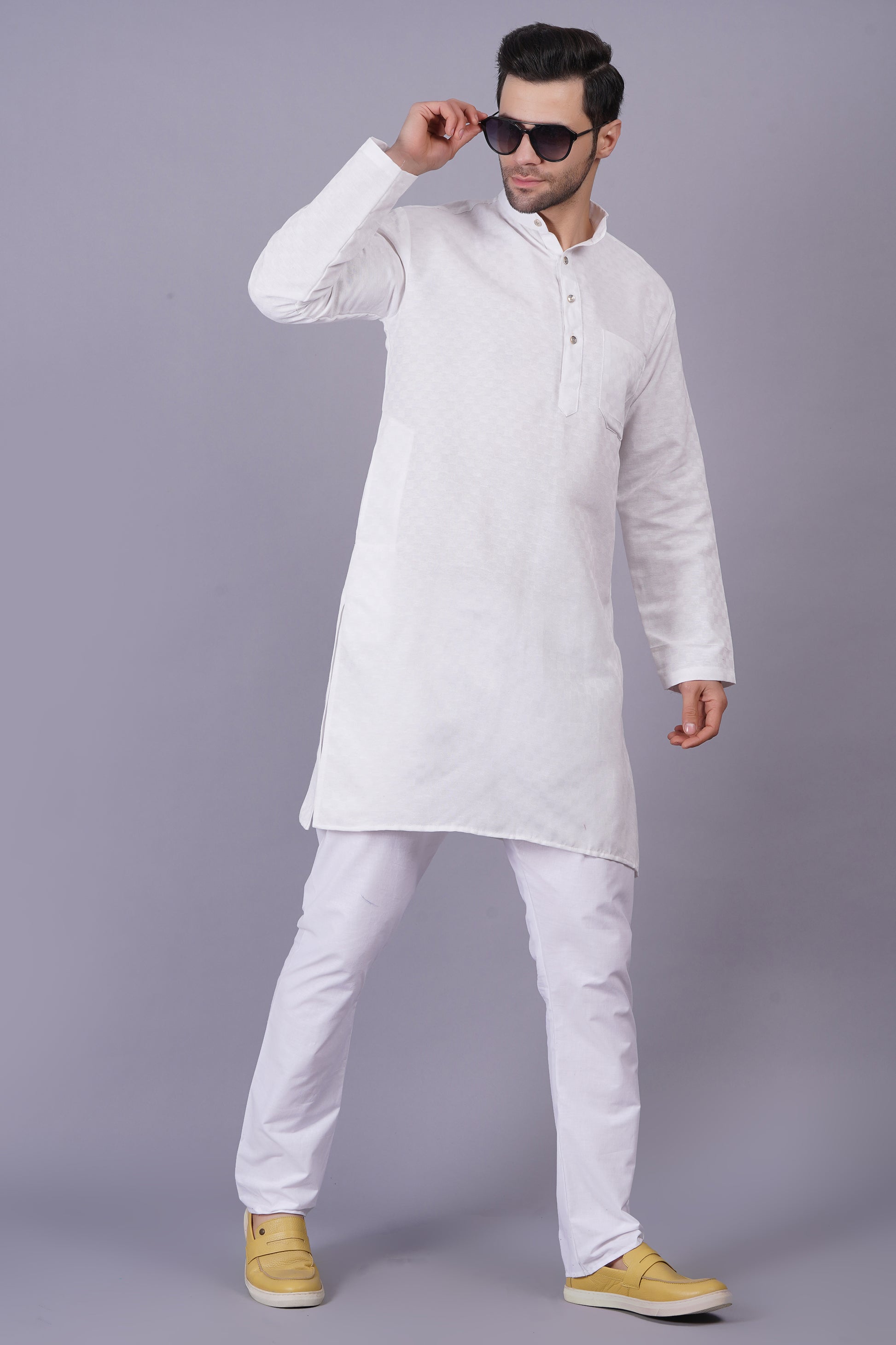 Cotton Kurta Pyjama Self Design for Men