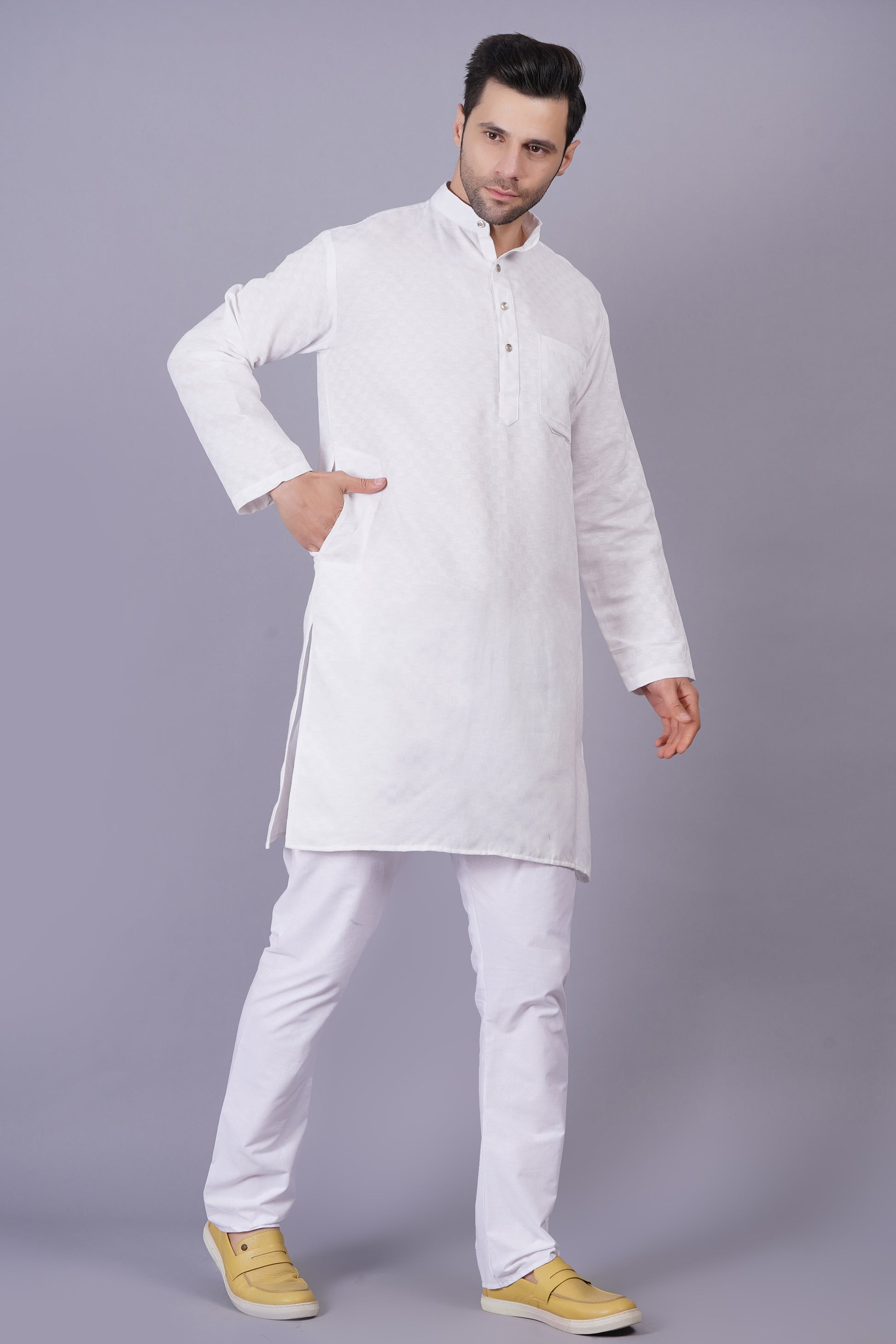 Cotton Kurta Pyjama Self Design for Men