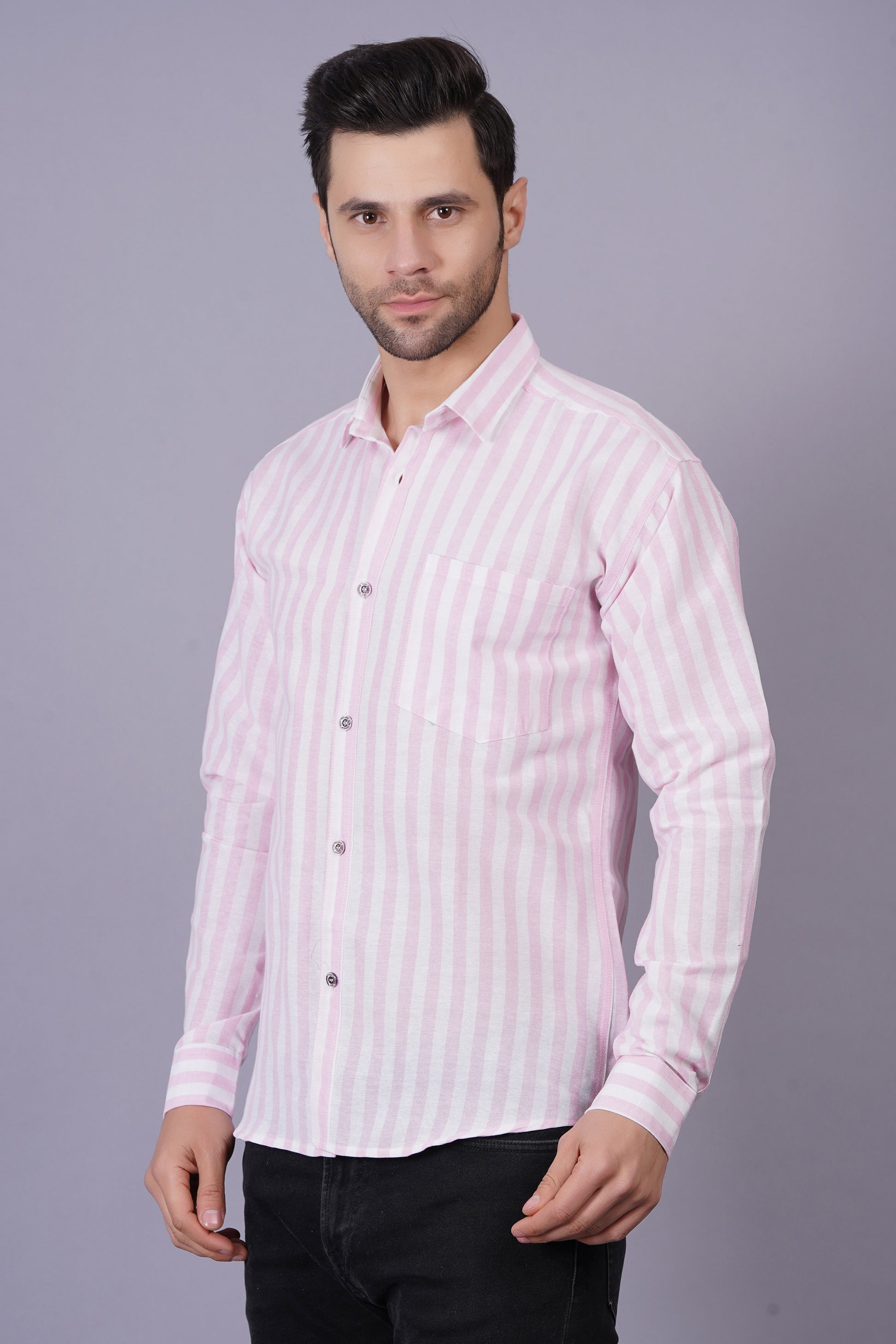 Casual Striped Khadi Cotton Shirt for Mens
