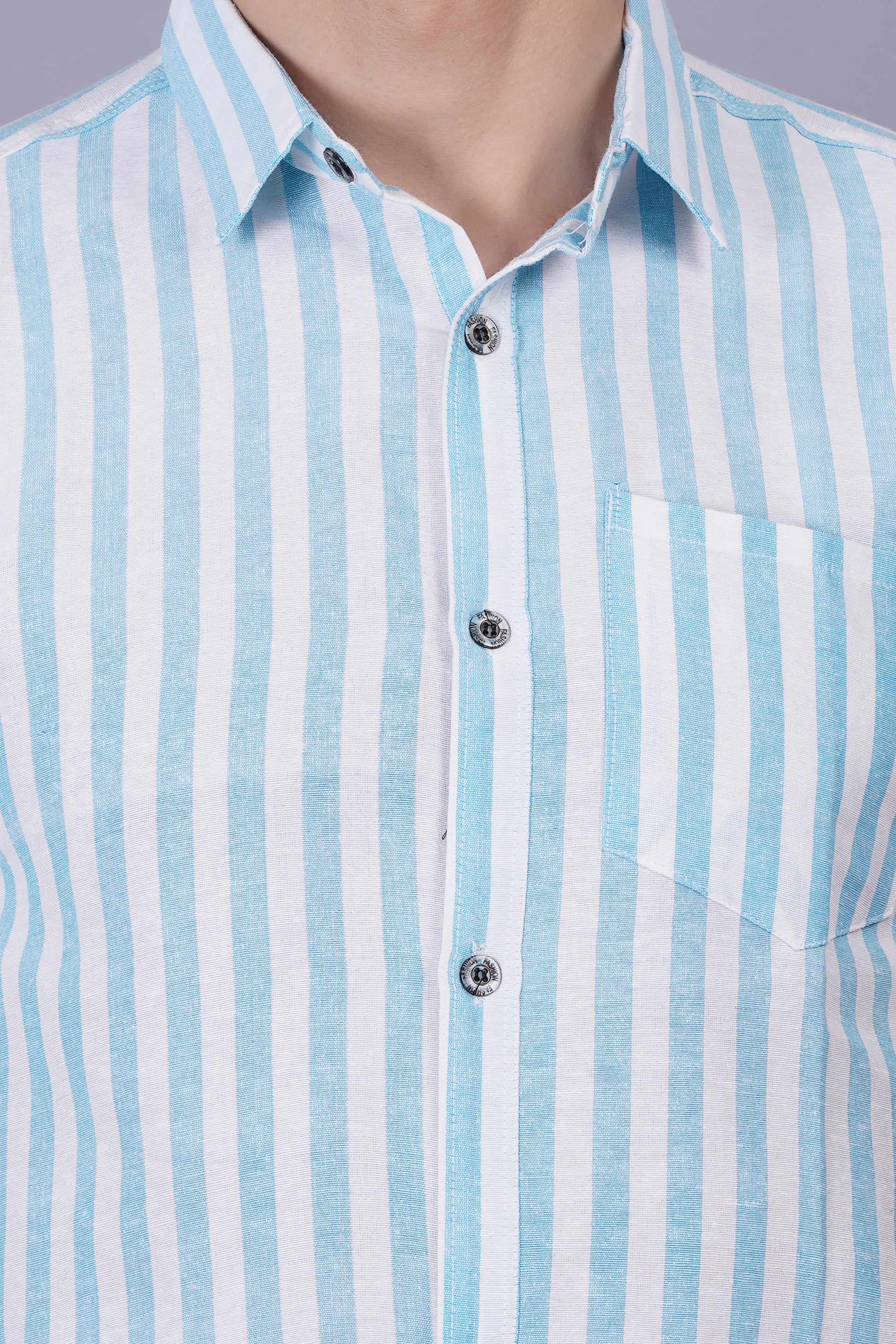 Blue Khadi Cotton Fabric Half Sleeve Mens Regular Fit Shirt