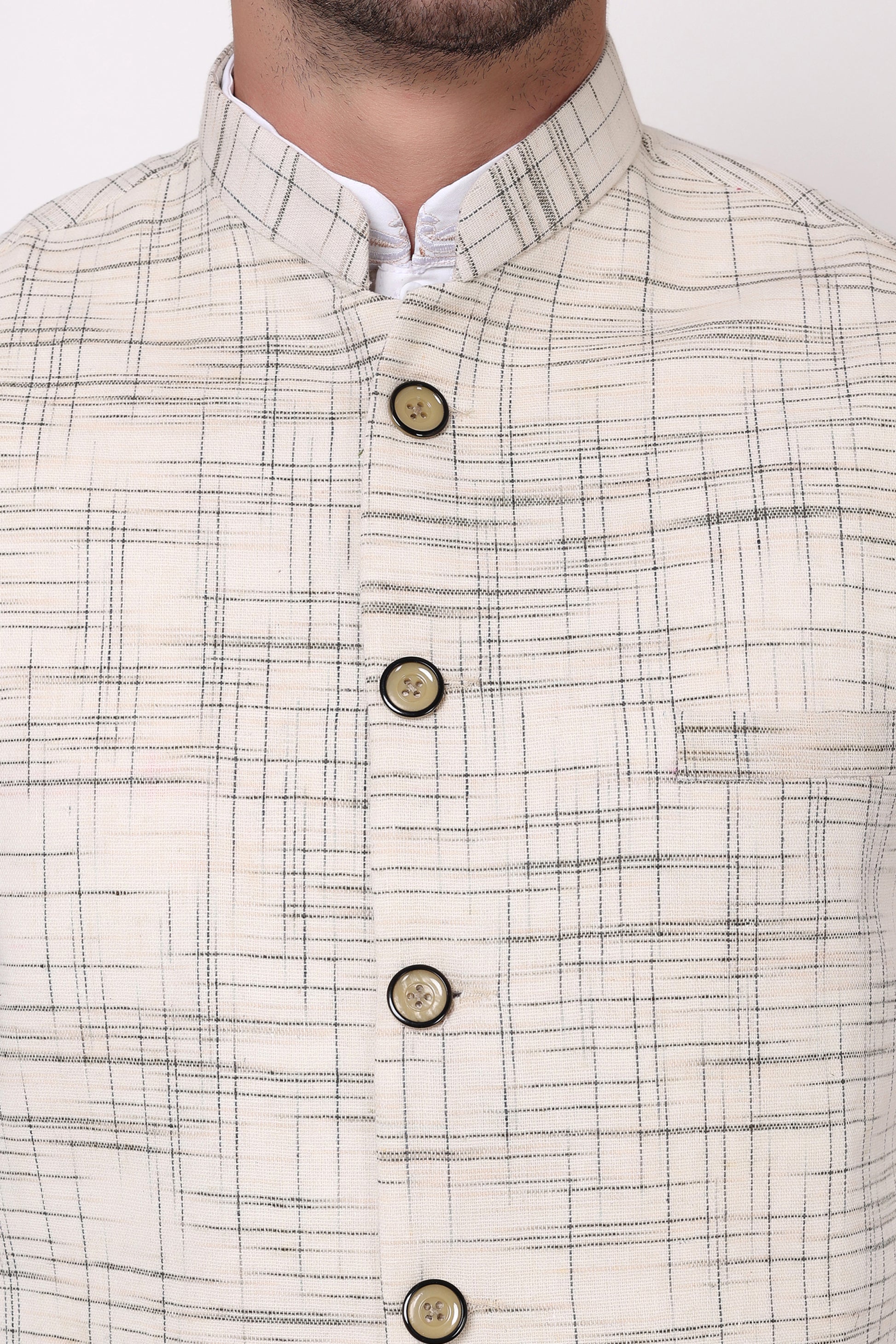 Pure Khadi Cotton Waistcoat/Jacket (Cream)