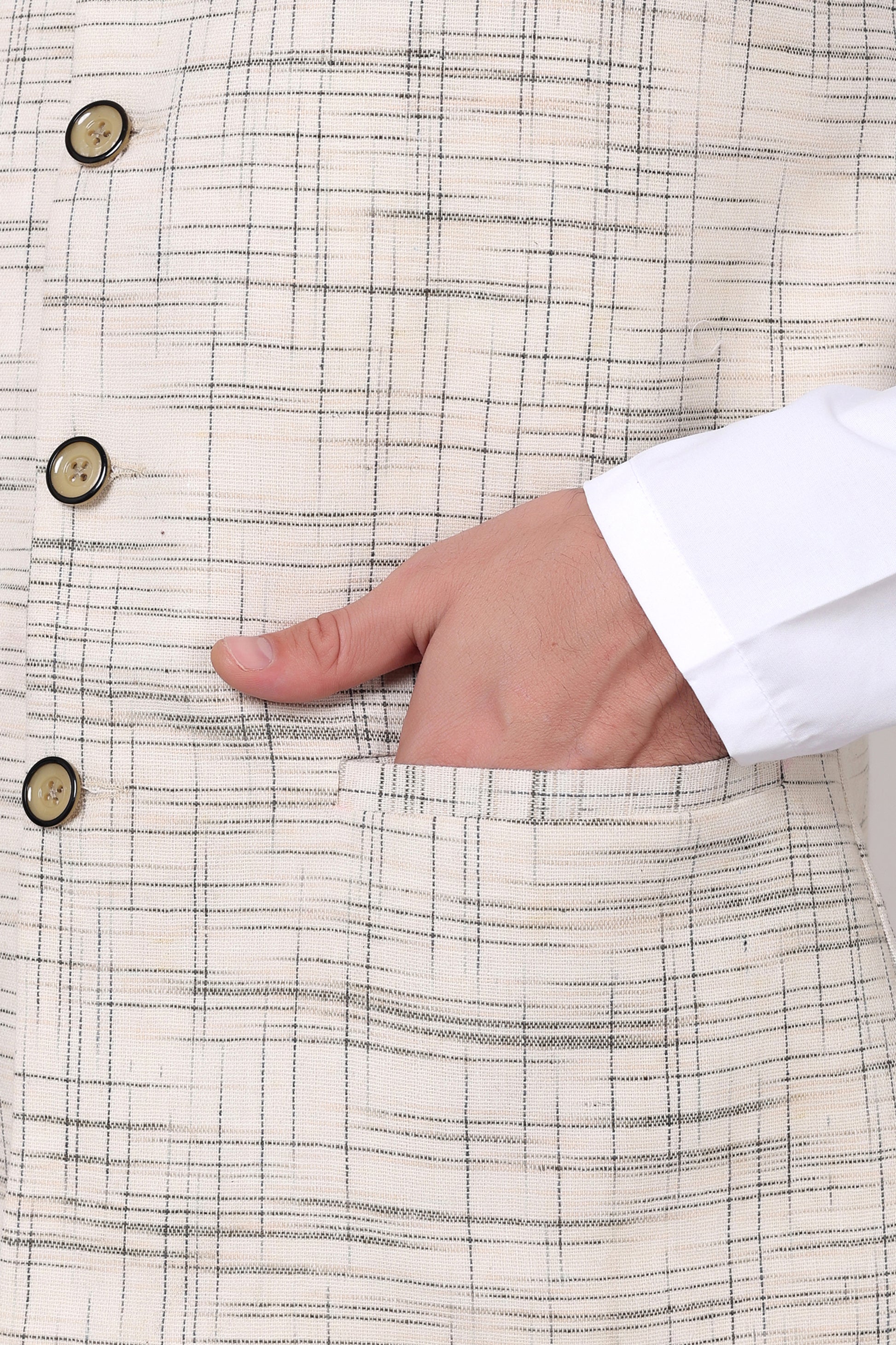 Pure Khadi Cotton Waistcoat/Jacket (Cream)