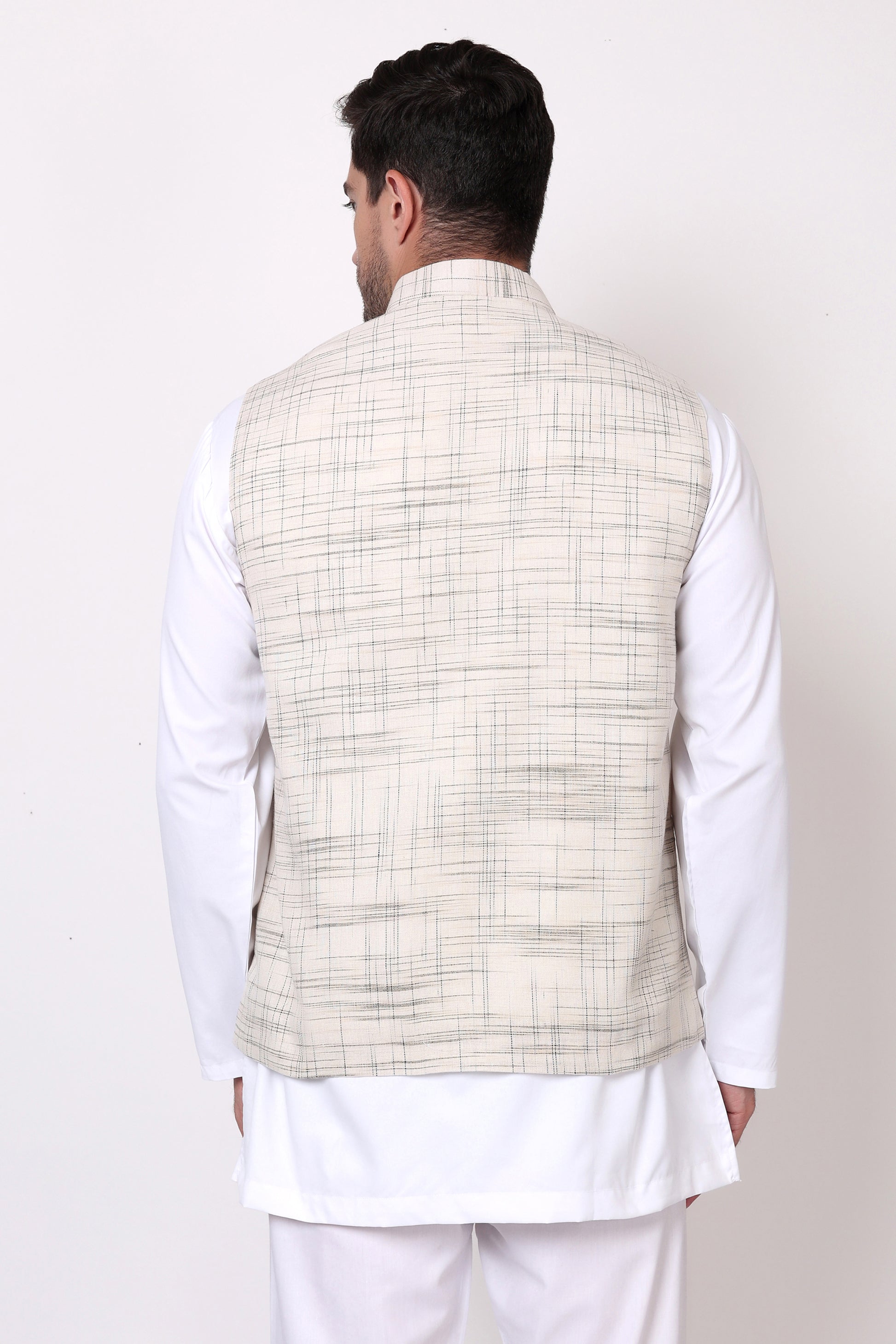 Pure Khadi Cotton Waistcoat/Jacket (Cream)