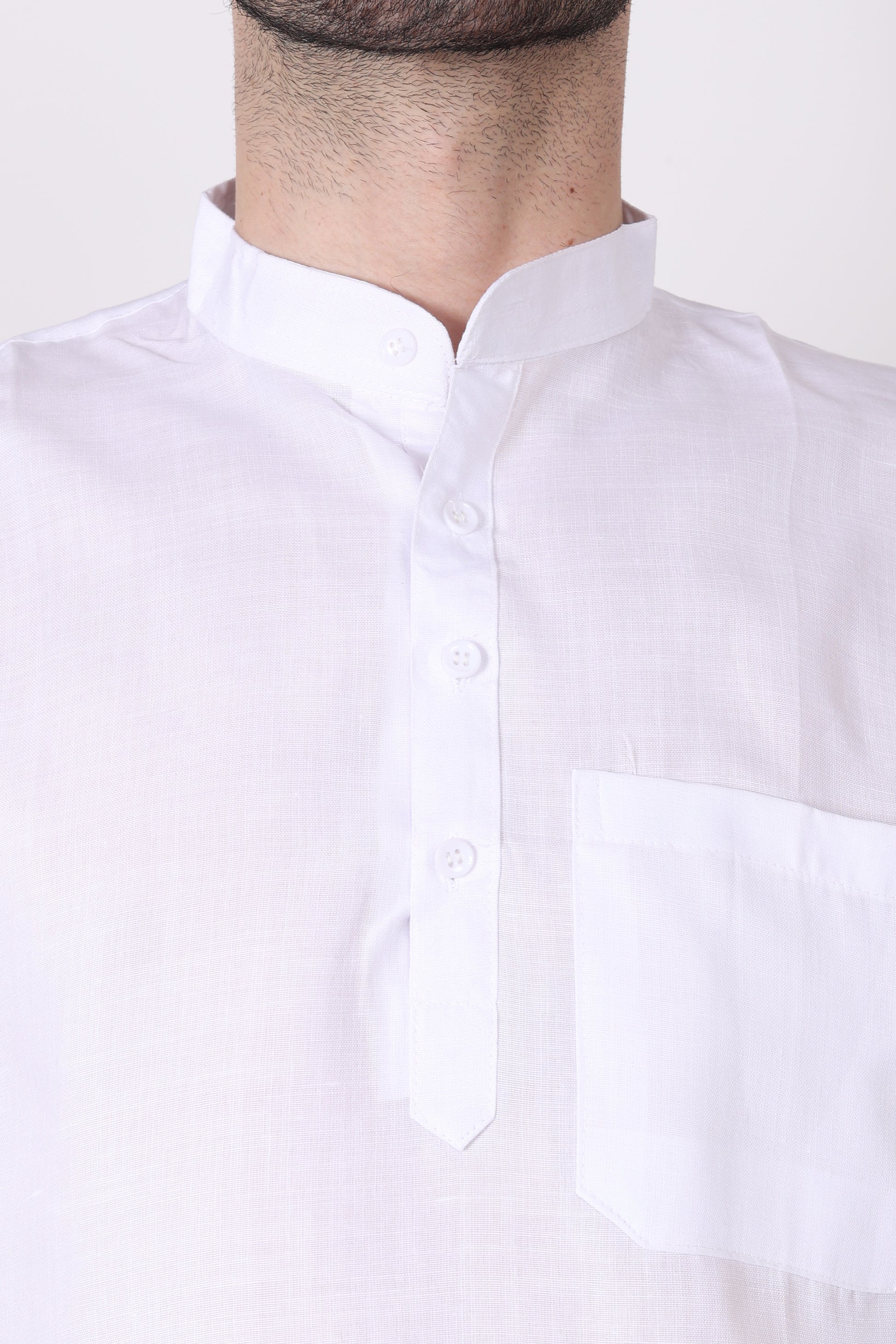 White Solid Short Kurta