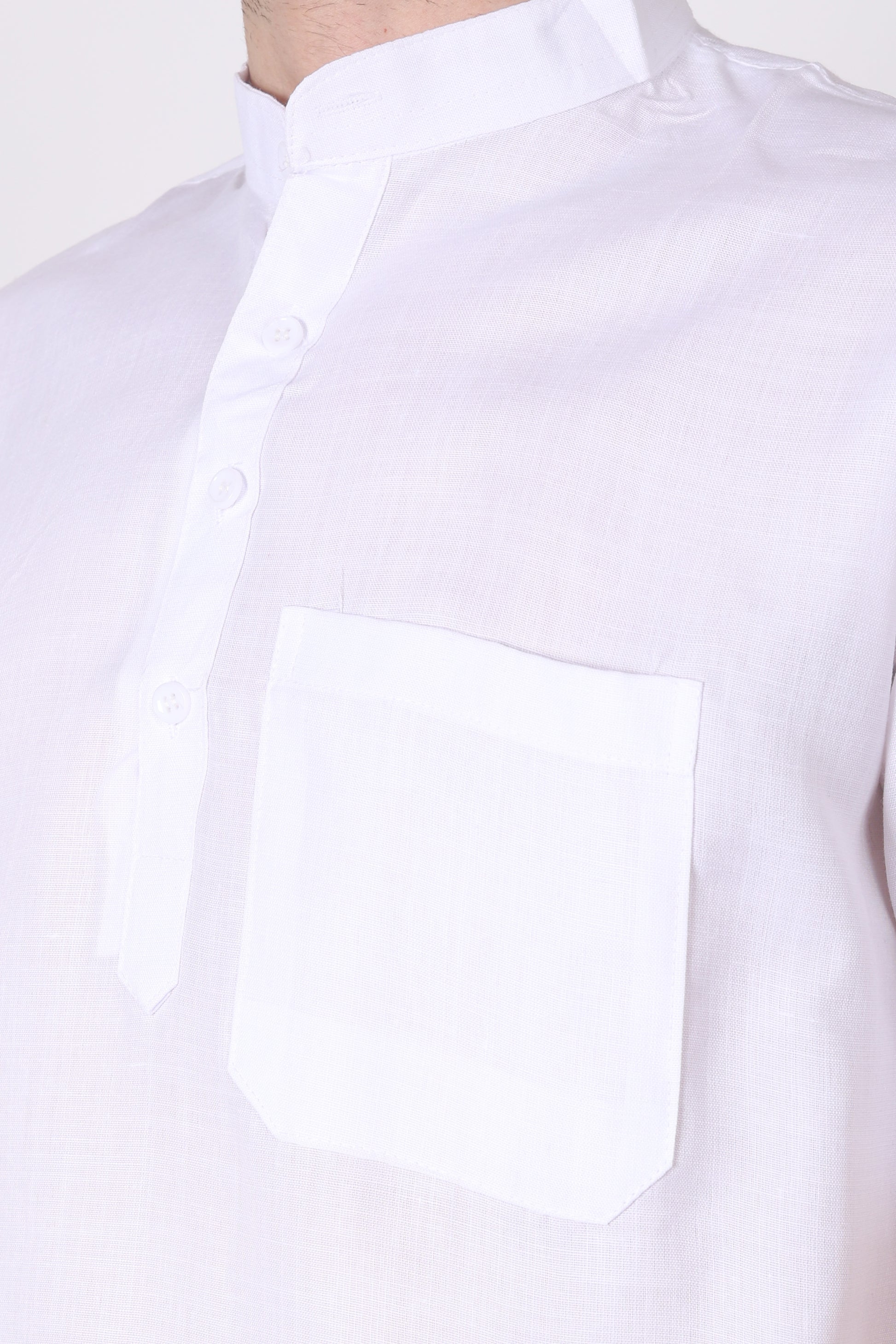White Solid Short Kurta