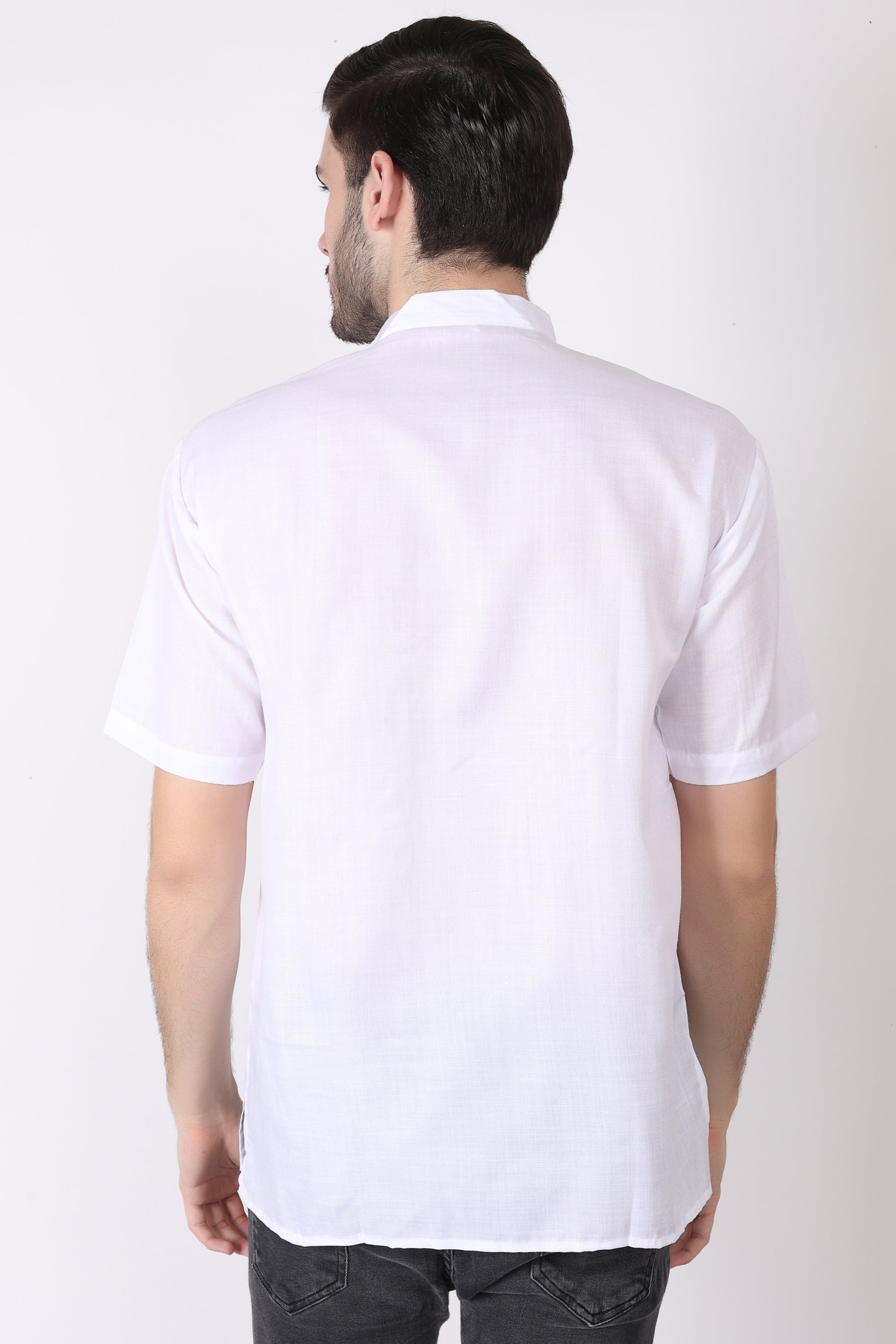 White Solid Short Kurta