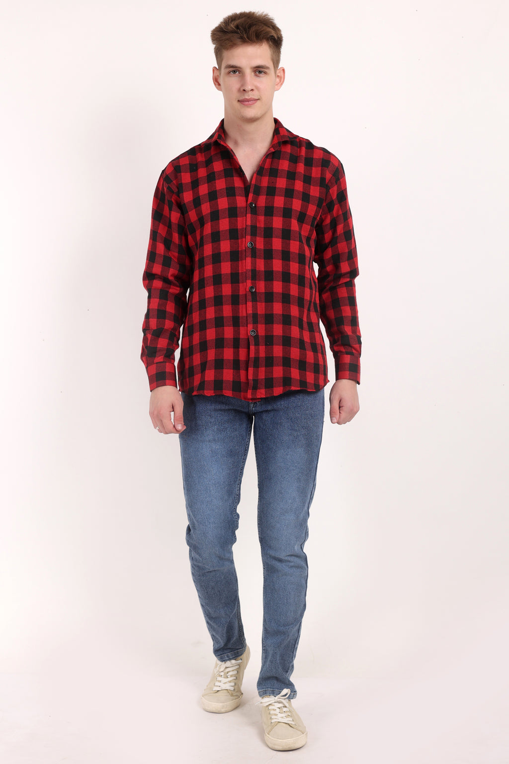 Twill Red & Black Checks Casual Shirt for Winter