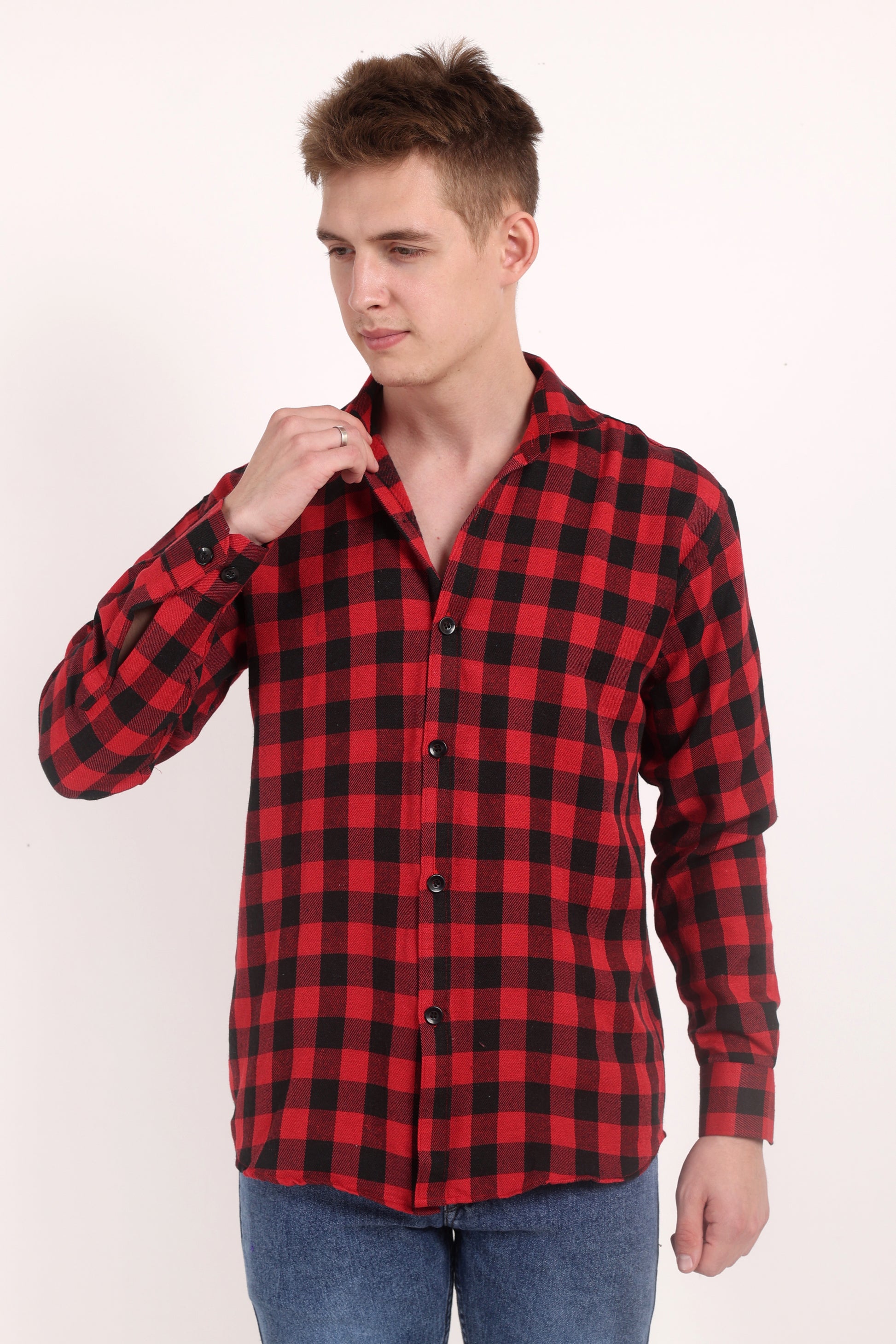 Twill Red & Black Checks Casual Shirt for Winter