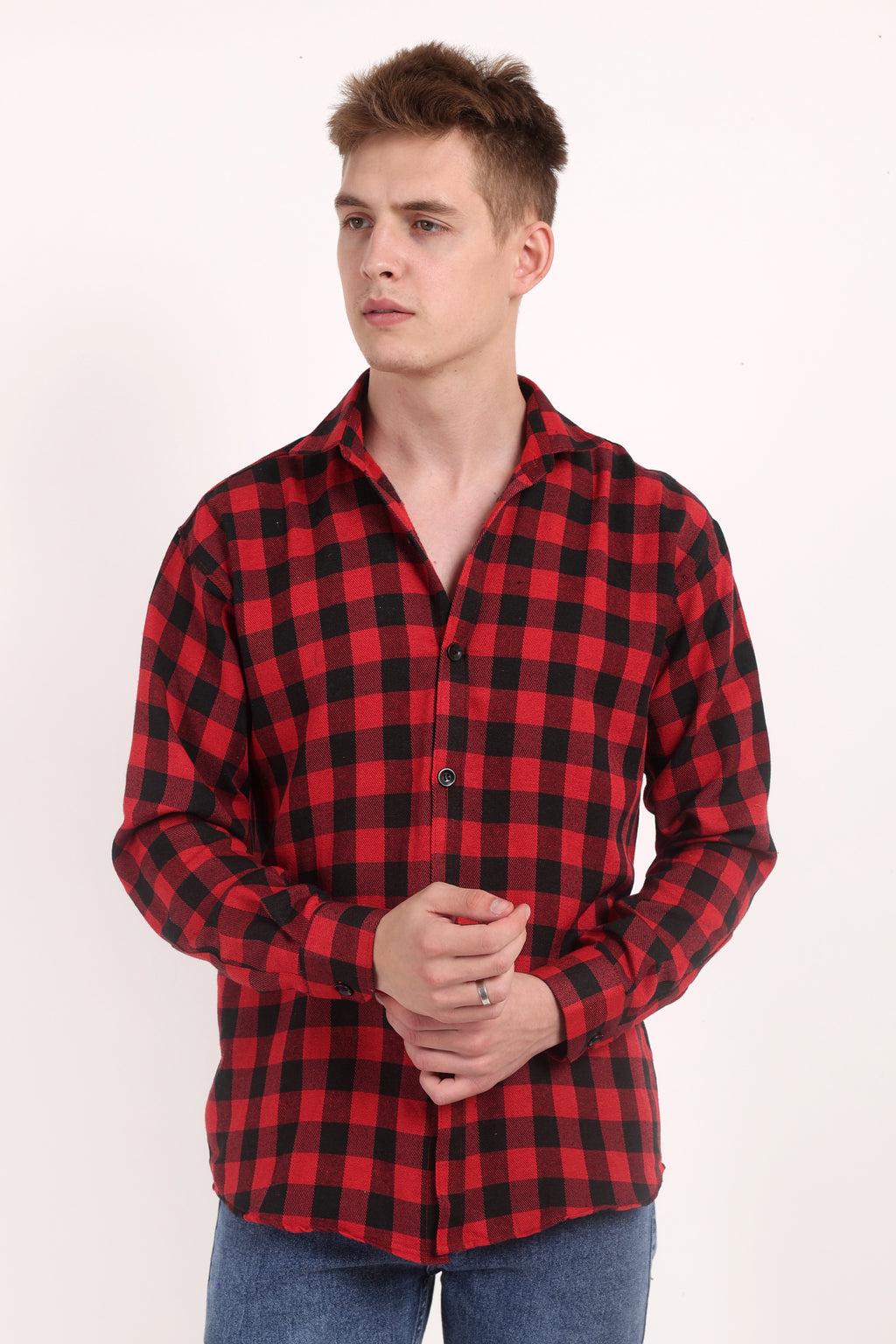 Twill Red & Black Checks Casual Shirt for Winter