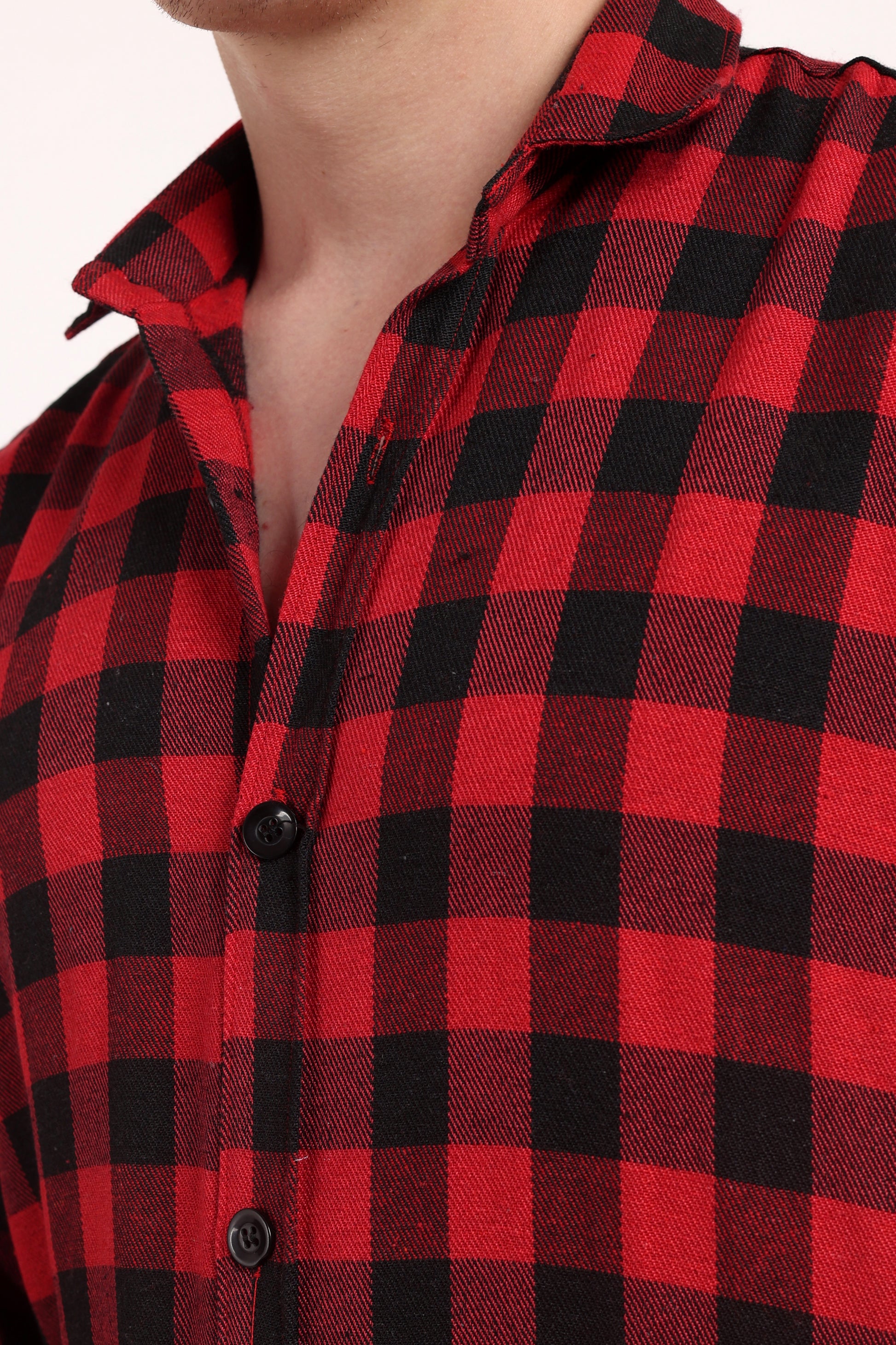 Twill Red & Black Checks Casual Shirt for Winter