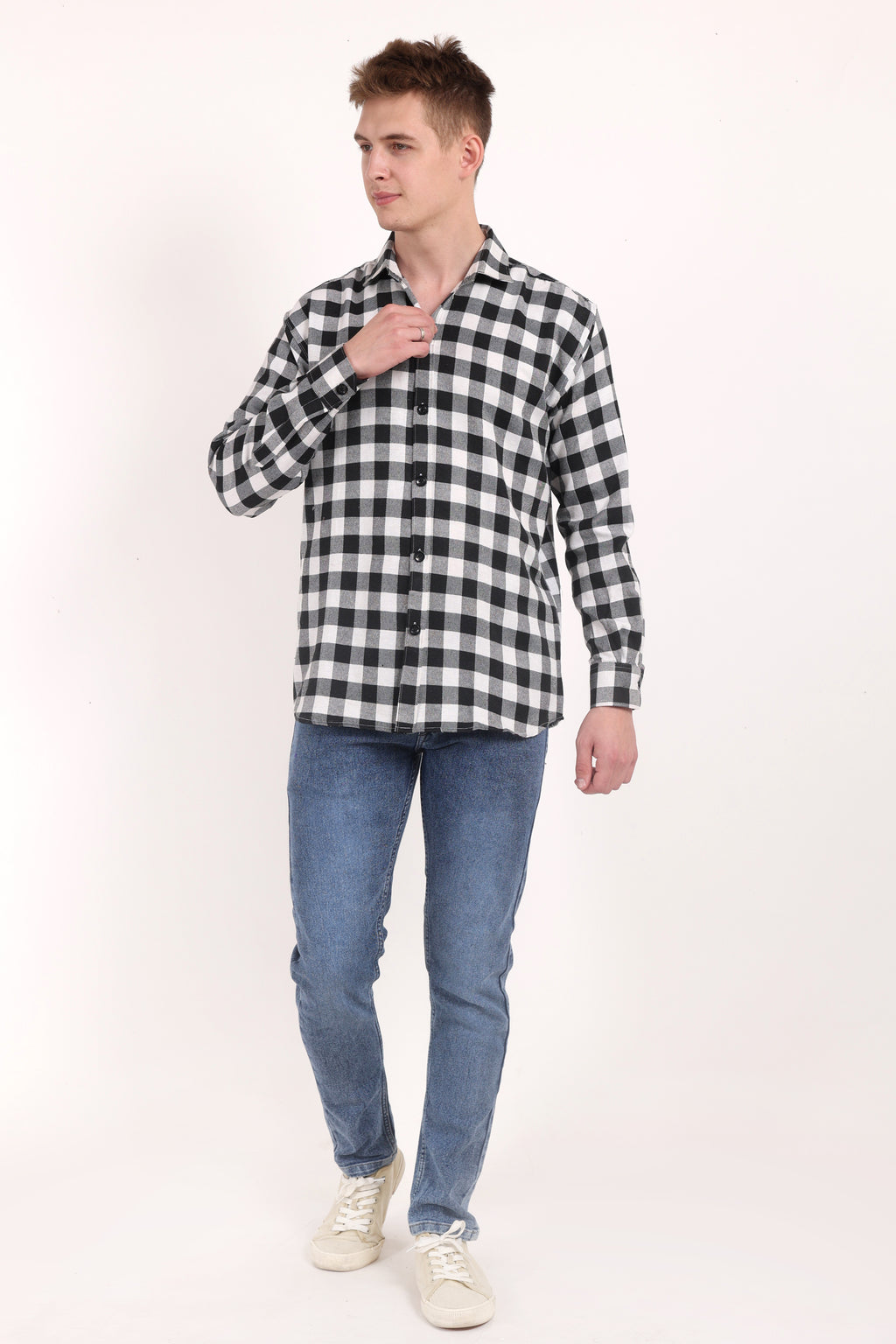 Twill White & Black Checks Casual Shirt for Winter