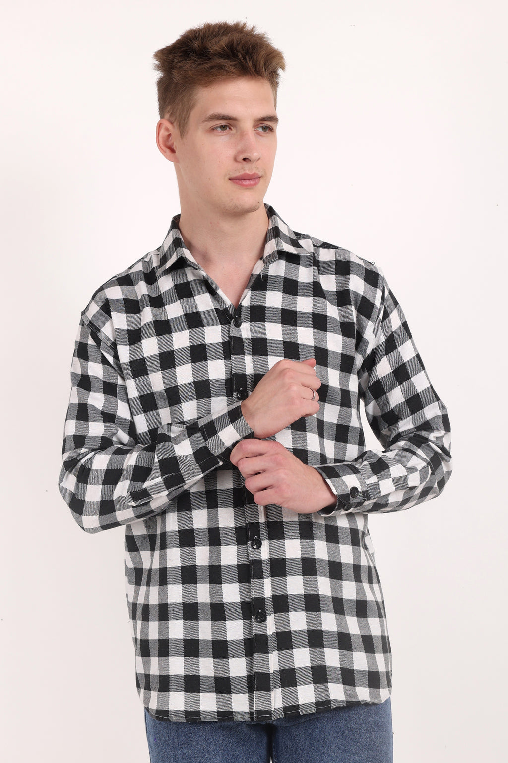 Twill White & Black Checks Casual Shirt for Winter
