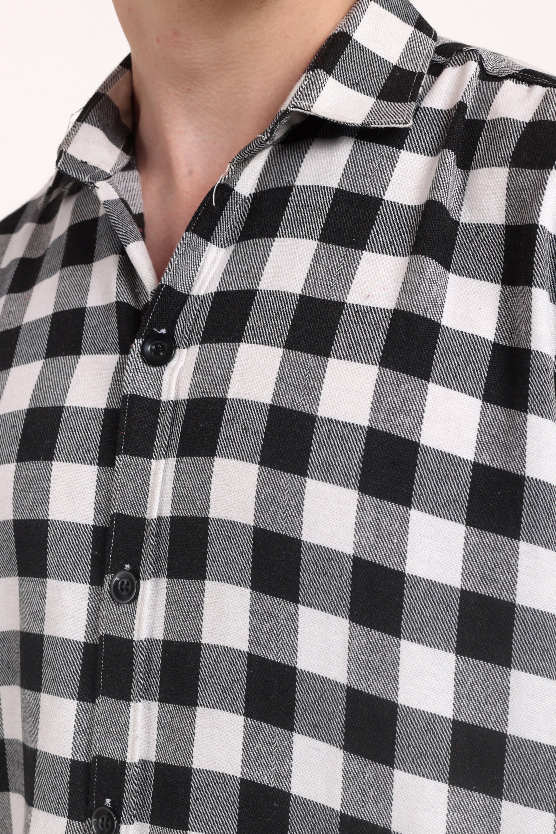 Twill White & Black Checks Casual Shirt for Winter