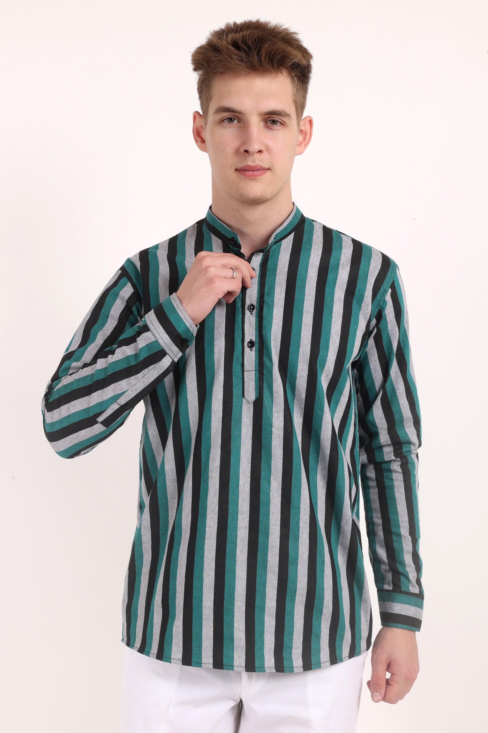 Stripes Shirt Type Short Kurta