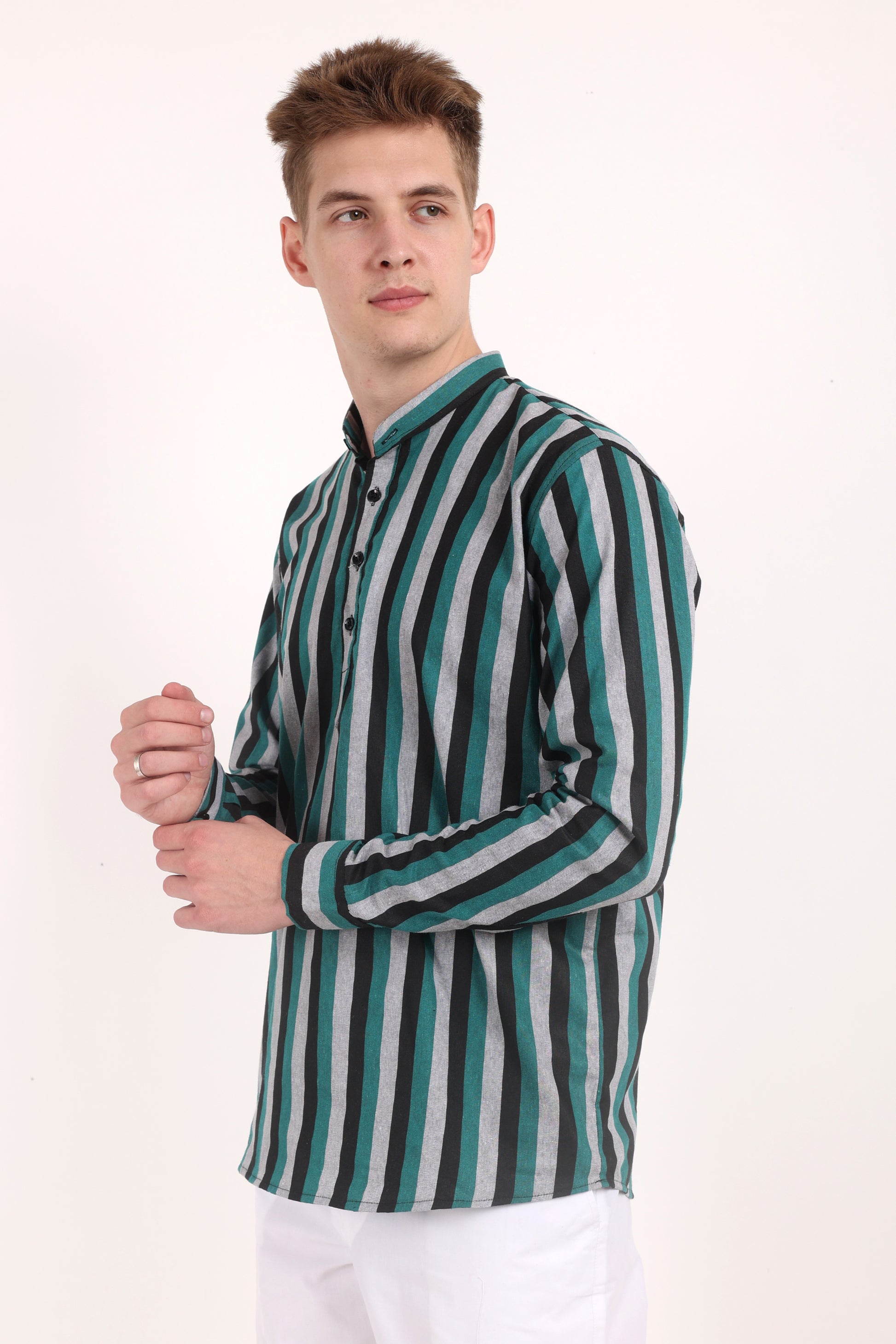 Stripes Shirt Type Short Kurta