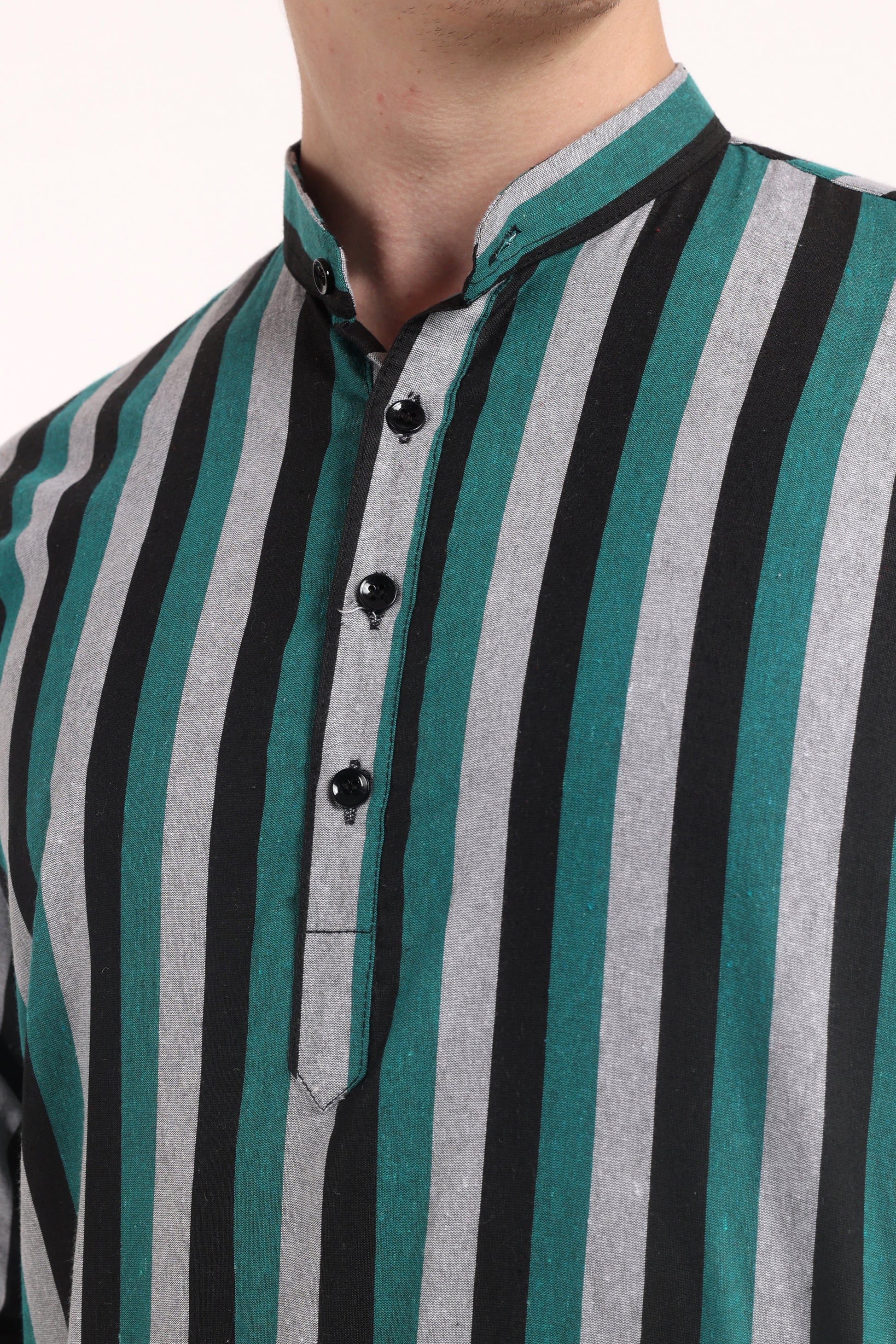 Stripes Shirt Type Short Kurta