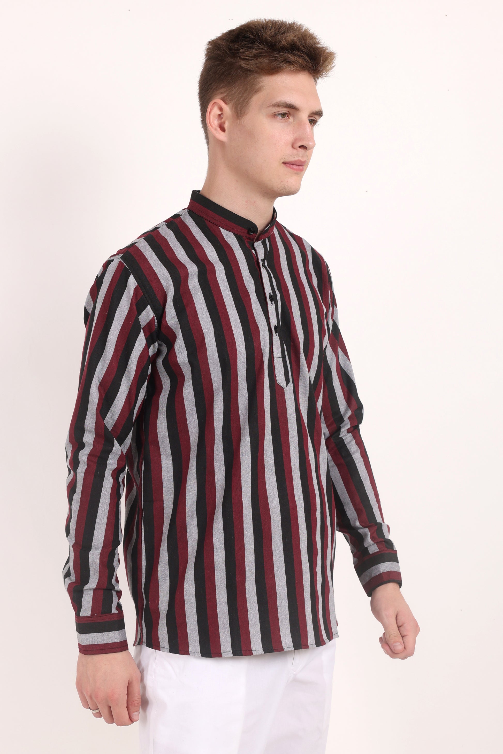 Stripes Shirt Type Short Kurta