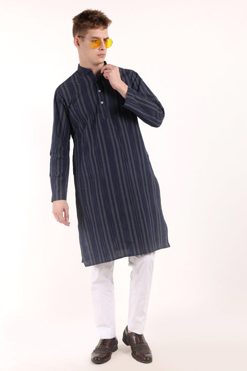 Blue Cotton Kurta Pyjama