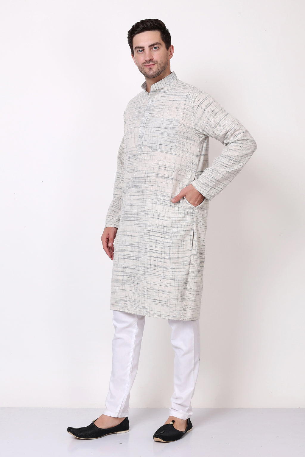 Pure Khadi Cotton Handloom Fabric Kurta Pyjama for Men