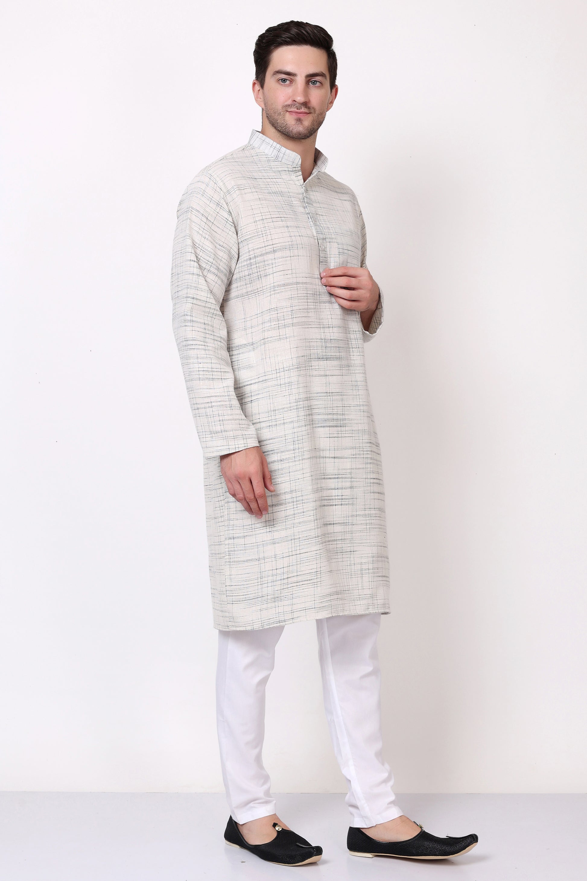 Pure Khadi Cotton Handloom Fabric Kurta Pyjama for Men