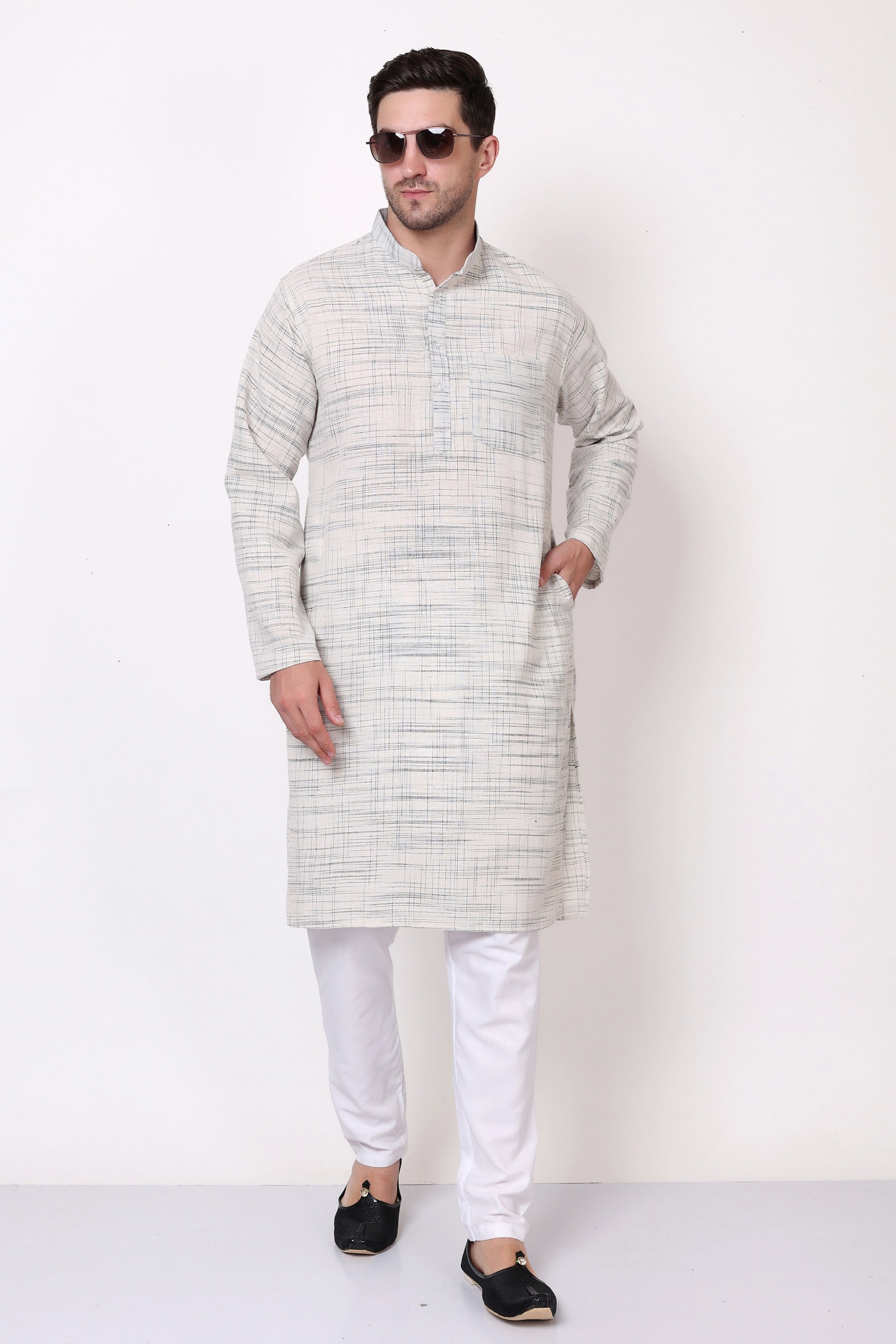 Pure Khadi Cotton Handloom Fabric Kurta Pyjama for Men