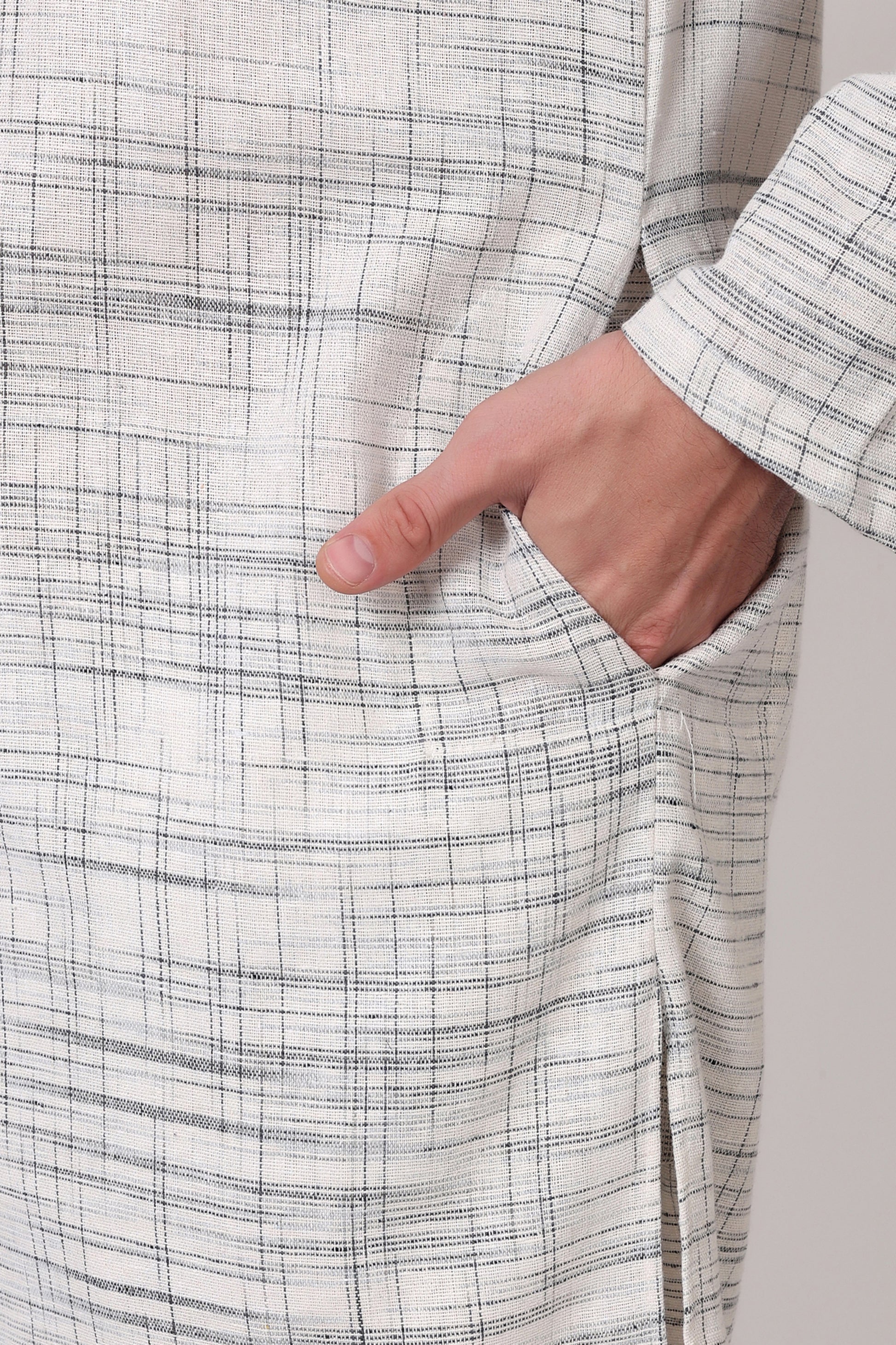 Pure Khadi Cotton Handloom Fabric Kurta Pyjama for Men