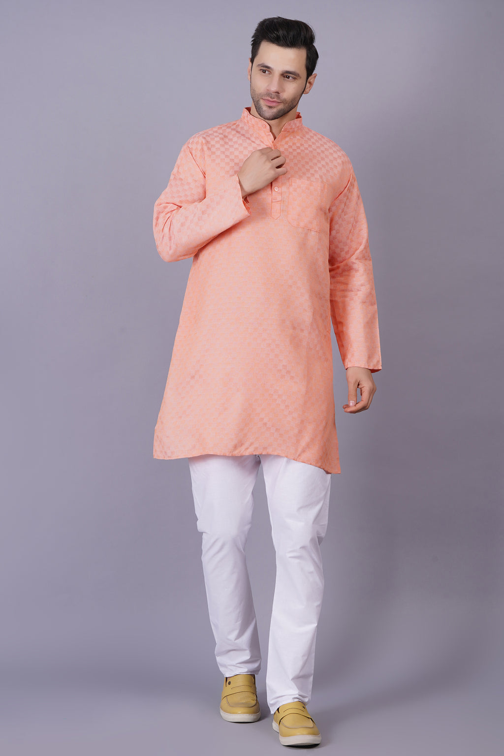 Cotton Kurta Pyjama Self Design for Men