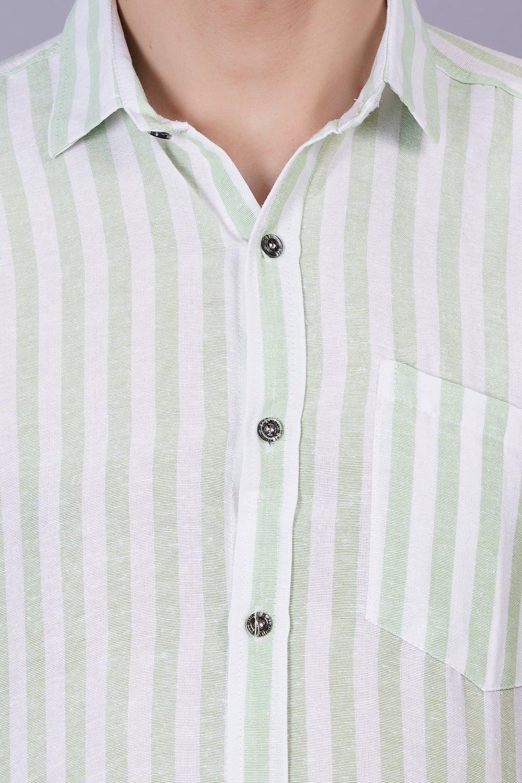Green Khadi Cotton Fabric Half Sleeve Mens Regular Fit Shirt