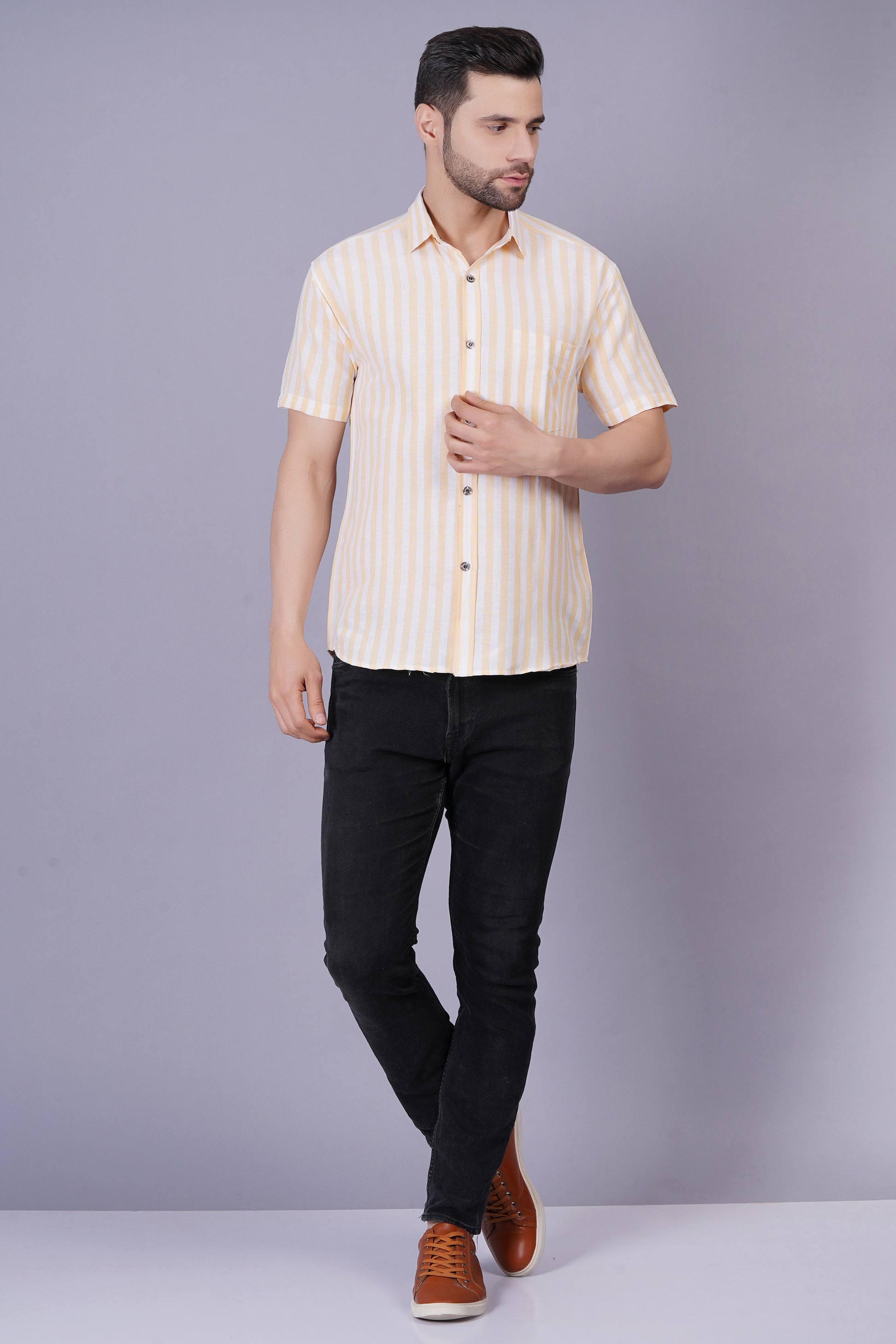 Khadi Cotton Fabric Mens Regular Fit Shirt