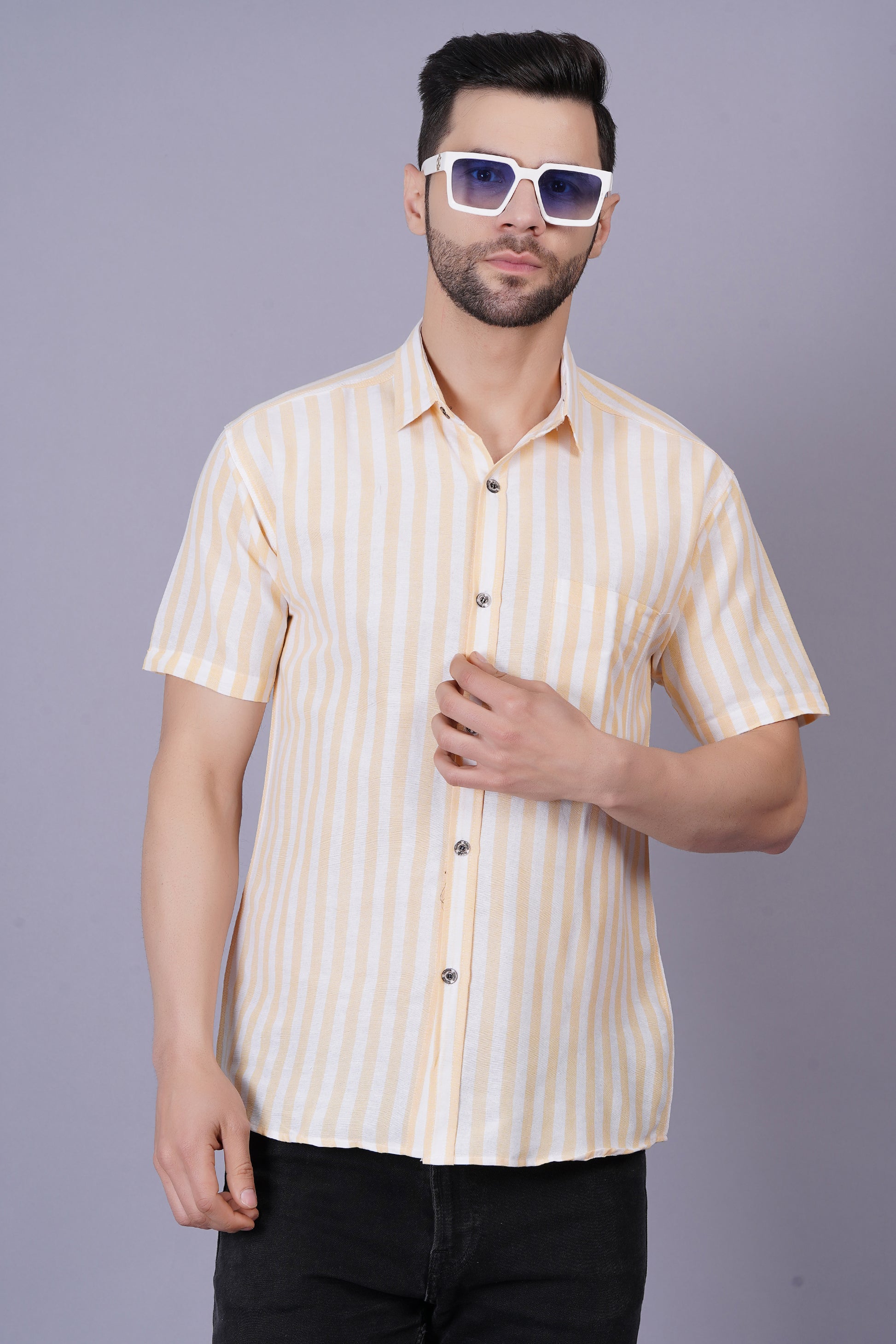 Khadi Cotton Fabric Mens Regular Fit Shirt