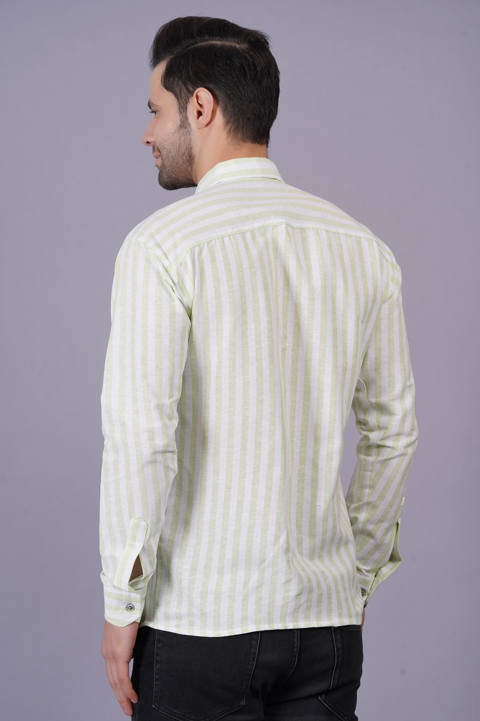 Green Khadi Cotton Fabric Full Sleeve Casual Shirt